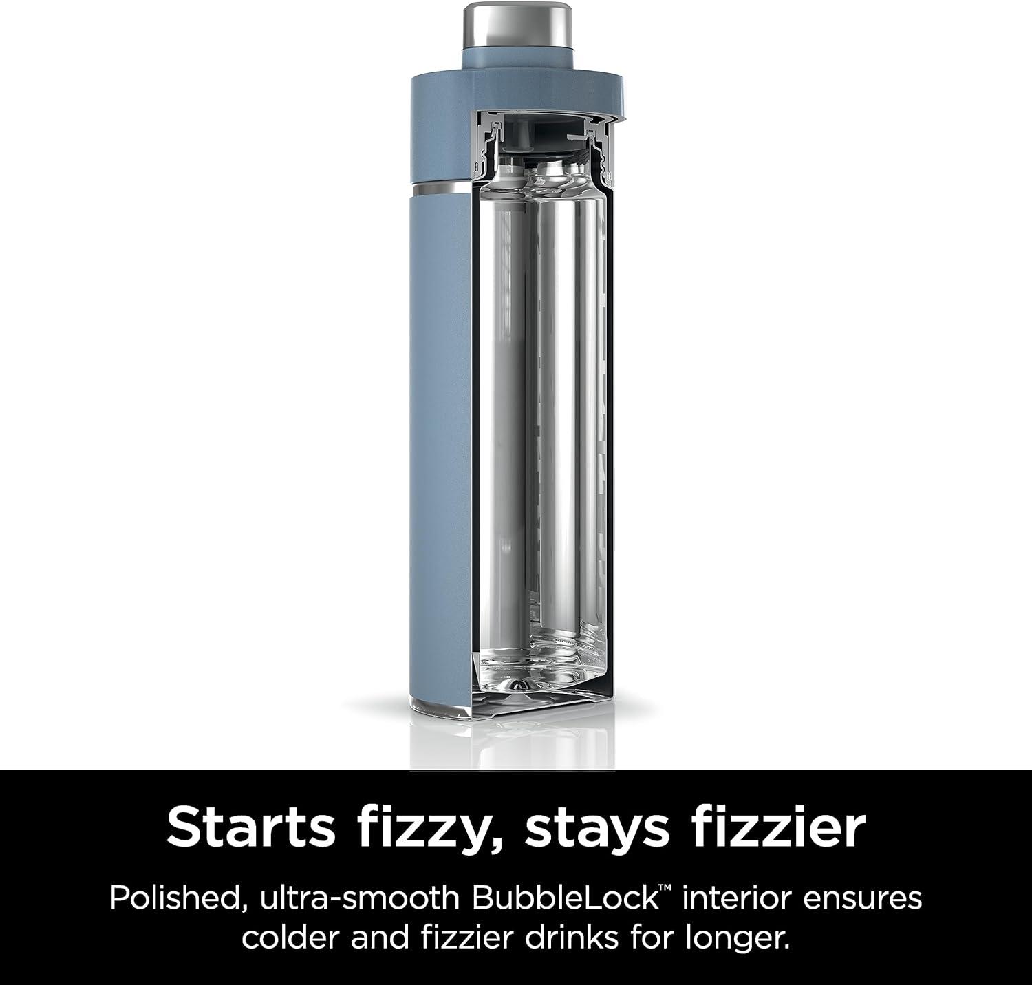 imageNinja DW2401GY Thirsti 24oz Travel Water Bottle For Carbonated Sparkling Drinks Colder and Fizzier Longer Leak Proof 24 Hrs Cold Dishwasher Safe Stainless Steel Insulated Tumbler Charcoal GrayBlue