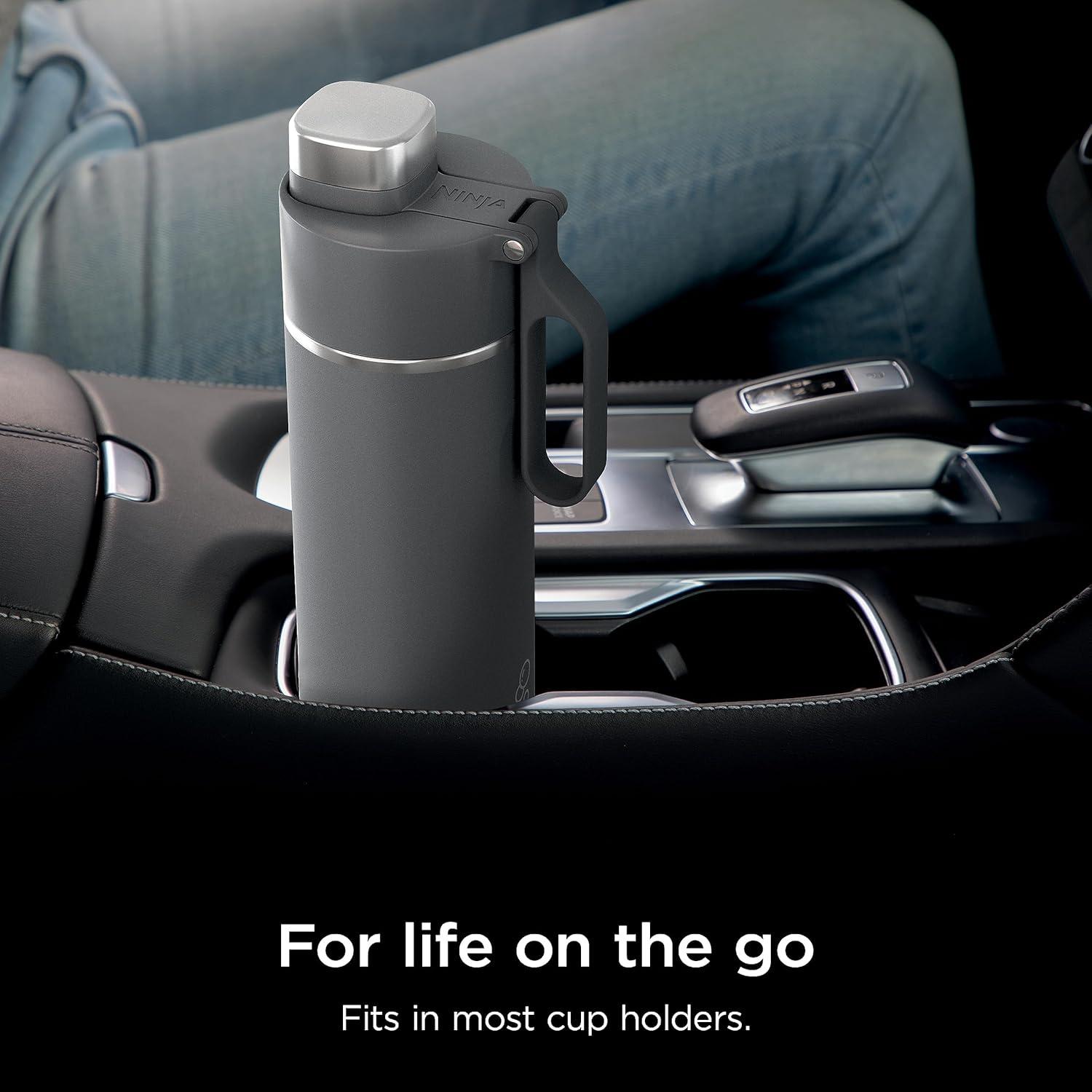 imageNinja DW2401GY Thirsti 24oz Travel Water Bottle For Carbonated Sparkling Drinks Colder and Fizzier Longer Leak Proof 24 Hrs Cold Dishwasher Safe Stainless Steel Insulated Tumbler Charcoal GrayGray