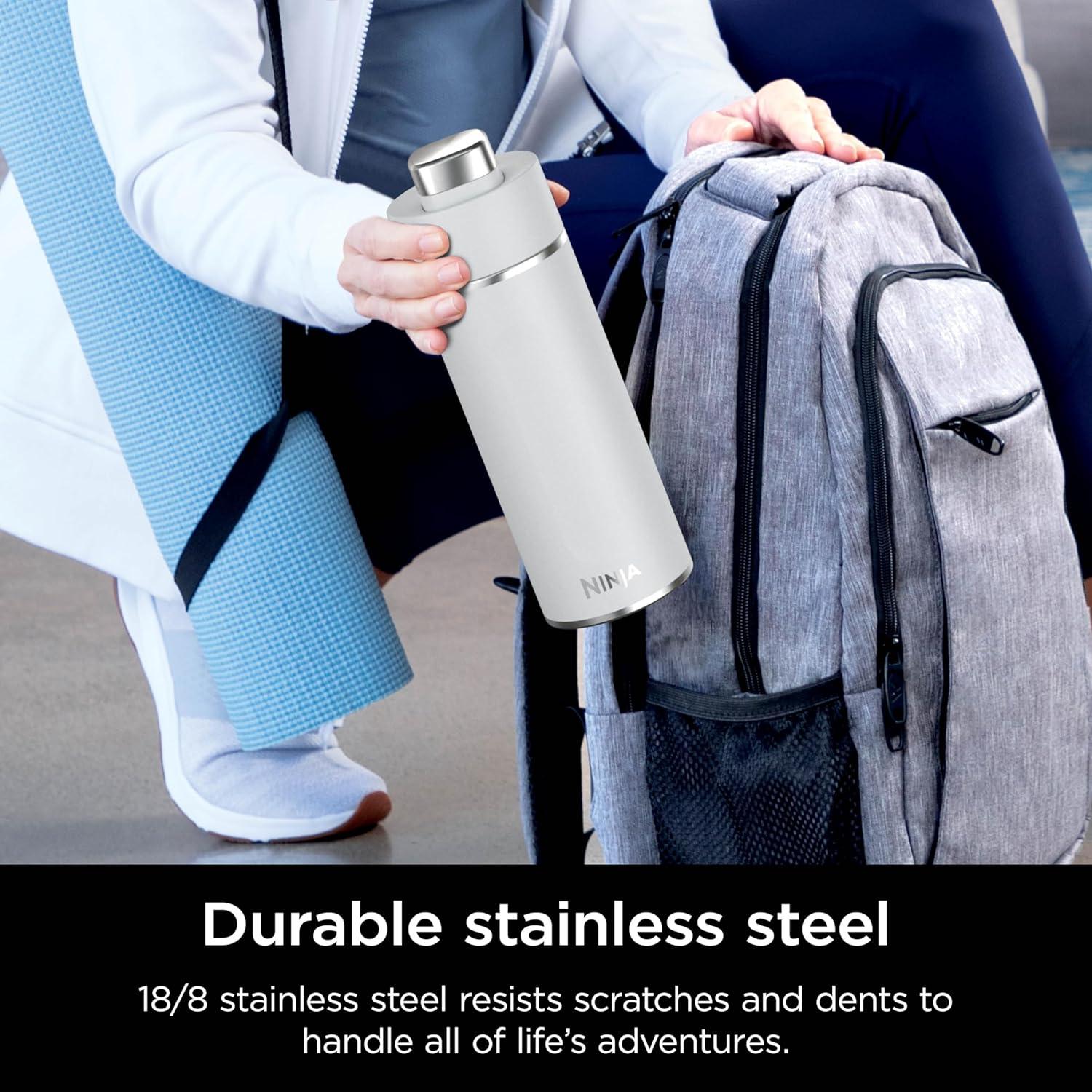 imageNinja DW2401GY Thirsti 24oz Travel Water Bottle For Carbonated Sparkling Drinks Colder and Fizzier Longer Leak Proof 24 Hrs Cold Dishwasher Safe Stainless Steel Insulated Tumbler Charcoal GrayWhite