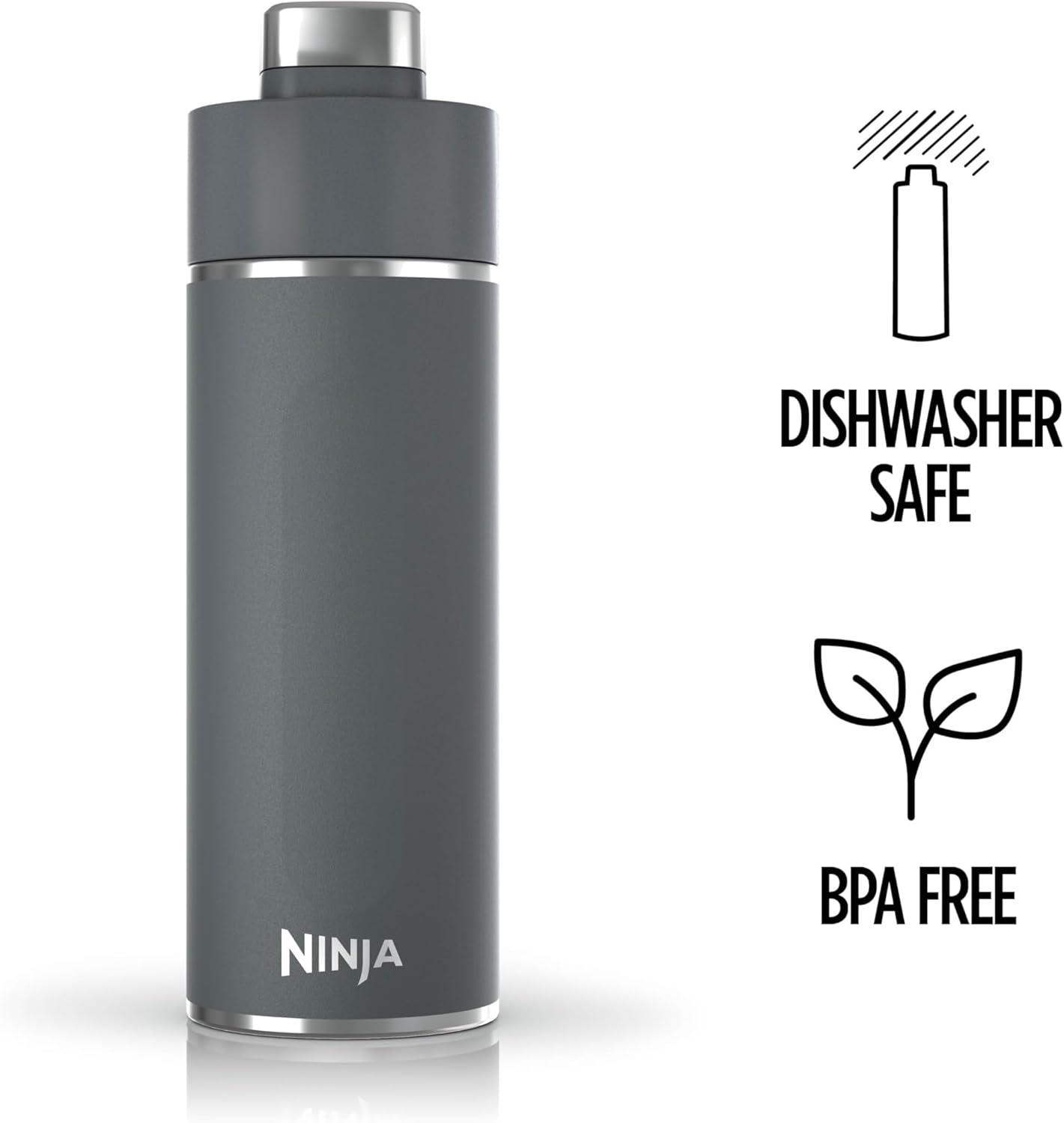 imageNinja DW2401GY Thirsti 24oz Travel Water Bottle For Carbonated Sparkling Drinks Colder and Fizzier Longer Leak Proof 24 Hrs Cold Dishwasher Safe Stainless Steel Insulated Tumbler Charcoal GrayGray