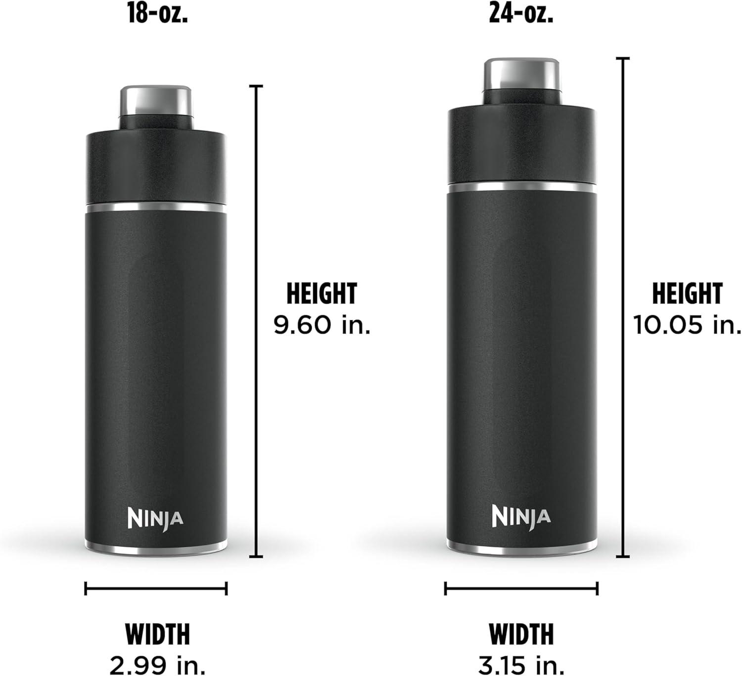 imageNinja DW2401GY Thirsti 24oz Travel Water Bottle For Carbonated Sparkling Drinks Colder and Fizzier Longer Leak Proof 24 Hrs Cold Dishwasher Safe Stainless Steel Insulated Tumbler Charcoal GrayBlack