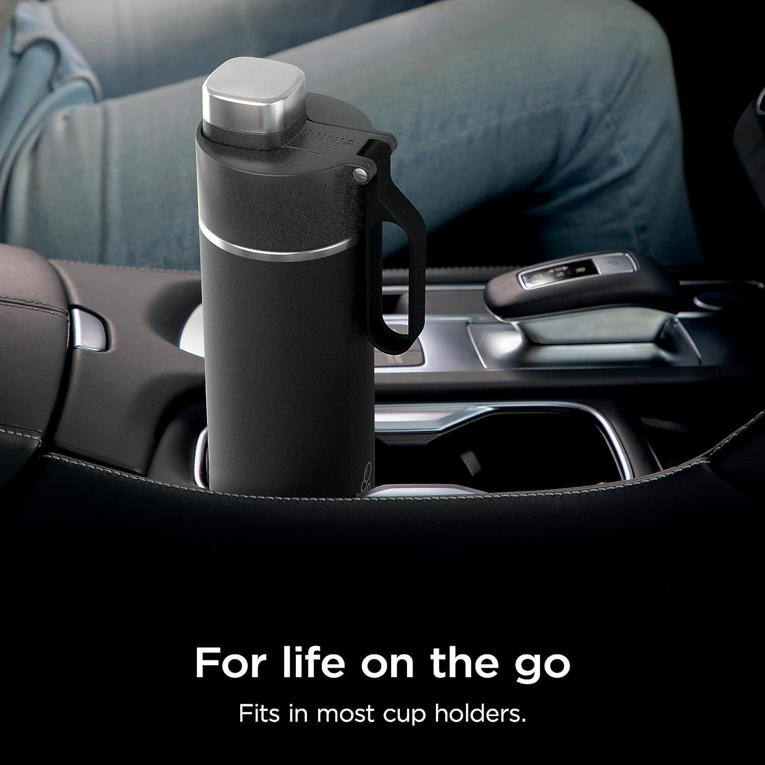 imageNinja DW2401GY Thirsti 24oz Travel Water Bottle For Carbonated Sparkling Drinks Colder and Fizzier Longer Leak Proof 24 Hrs Cold Dishwasher Safe Stainless Steel Insulated Tumbler Charcoal GrayBlack