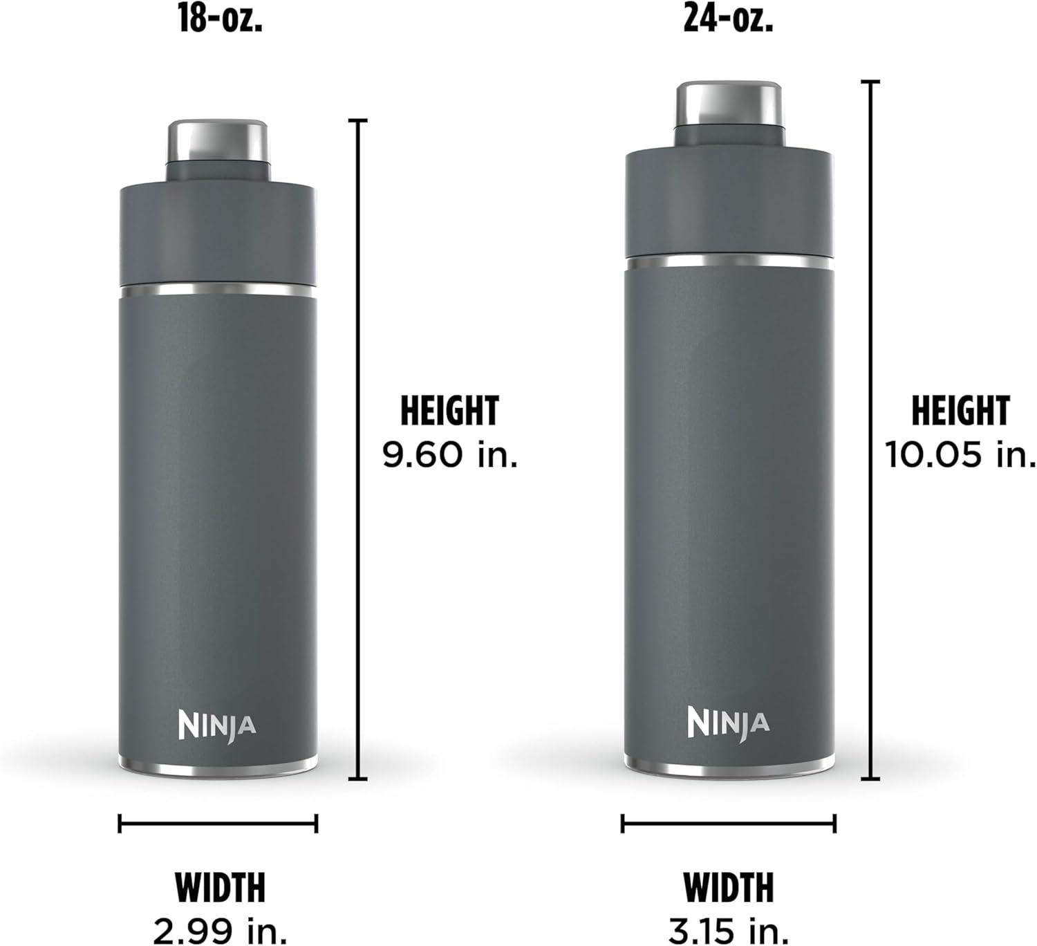 imageNinja DW2401GY Thirsti 24oz Travel Water Bottle For Carbonated Sparkling Drinks Colder and Fizzier Longer Leak Proof 24 Hrs Cold Dishwasher Safe Stainless Steel Insulated Tumbler Charcoal GrayGray