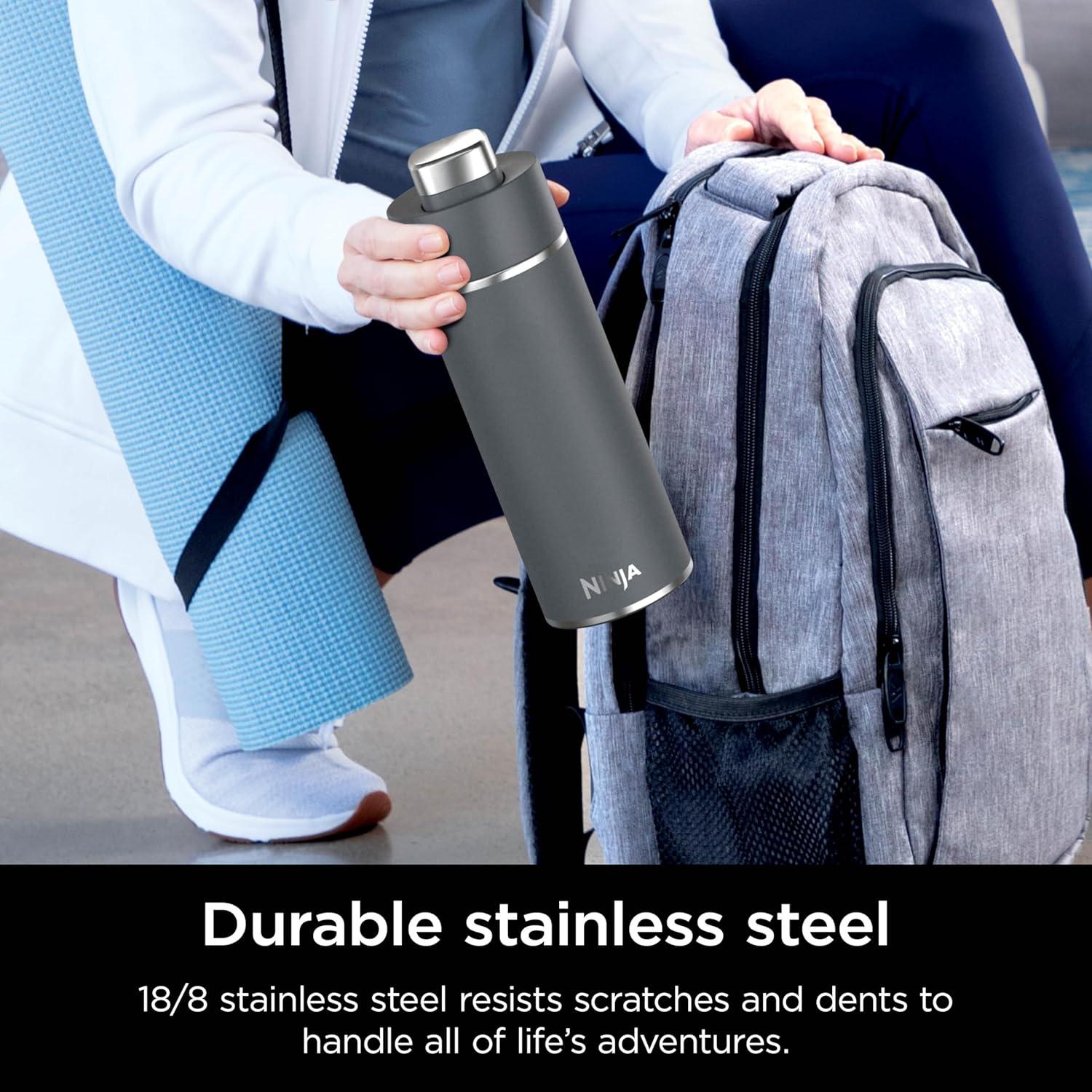 imageNinja DW2401GY Thirsti 24oz Travel Water Bottle For Carbonated Sparkling Drinks Colder and Fizzier Longer Leak Proof 24 Hrs Cold Dishwasher Safe Stainless Steel Insulated Tumbler Charcoal GrayGray