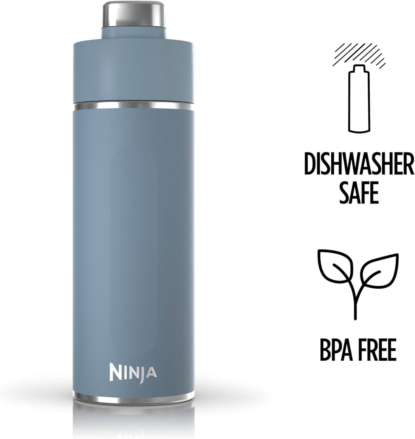 imageNinja DW2401GY Thirsti 24oz Travel Water Bottle For Carbonated Sparkling Drinks Colder and Fizzier Longer Leak Proof 24 Hrs Cold Dishwasher Safe Stainless Steel Insulated Tumbler Charcoal GrayBlue