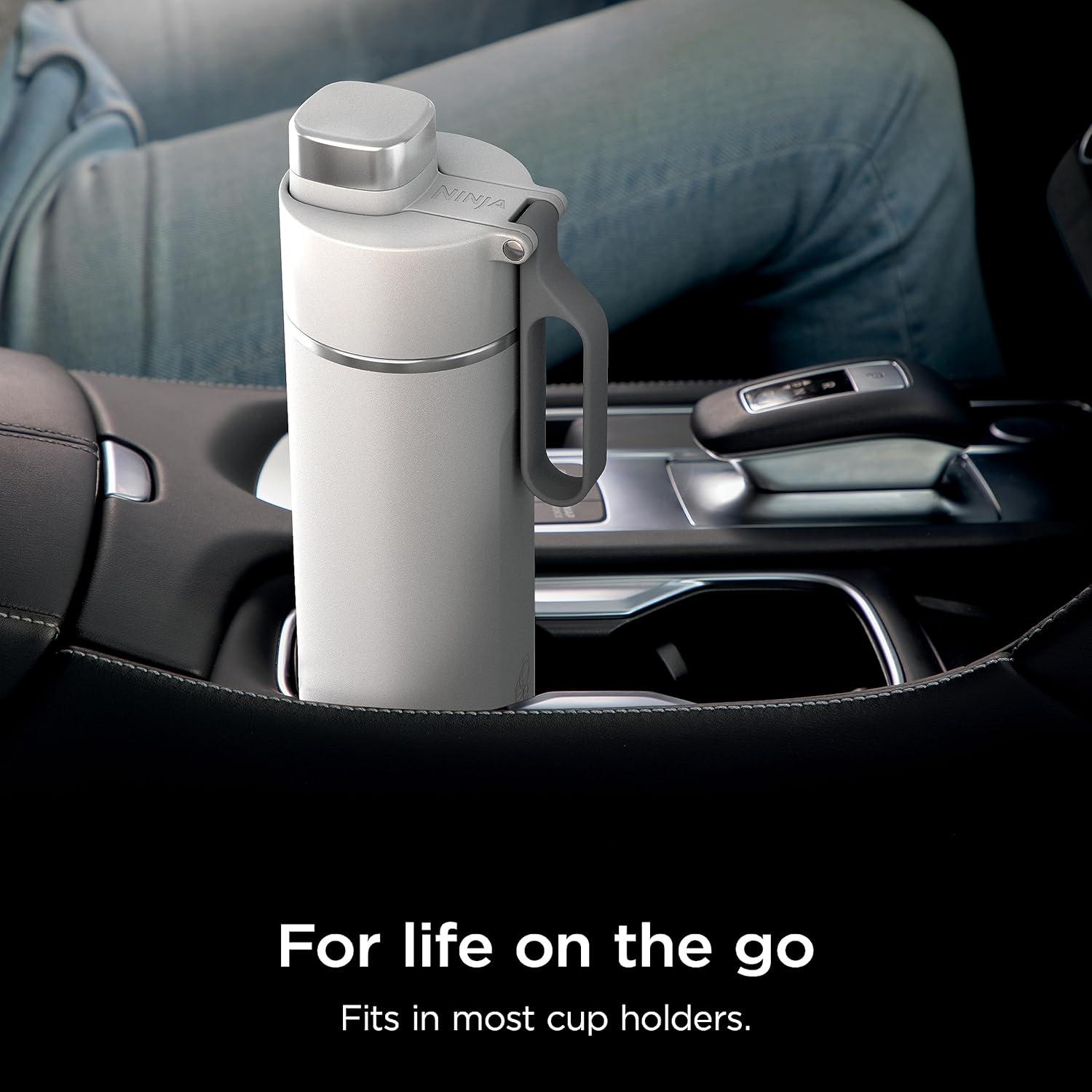 imageNinja DW2401GY Thirsti 24oz Travel Water Bottle For Carbonated Sparkling Drinks Colder and Fizzier Longer Leak Proof 24 Hrs Cold Dishwasher Safe Stainless Steel Insulated Tumbler Charcoal GrayWhite
