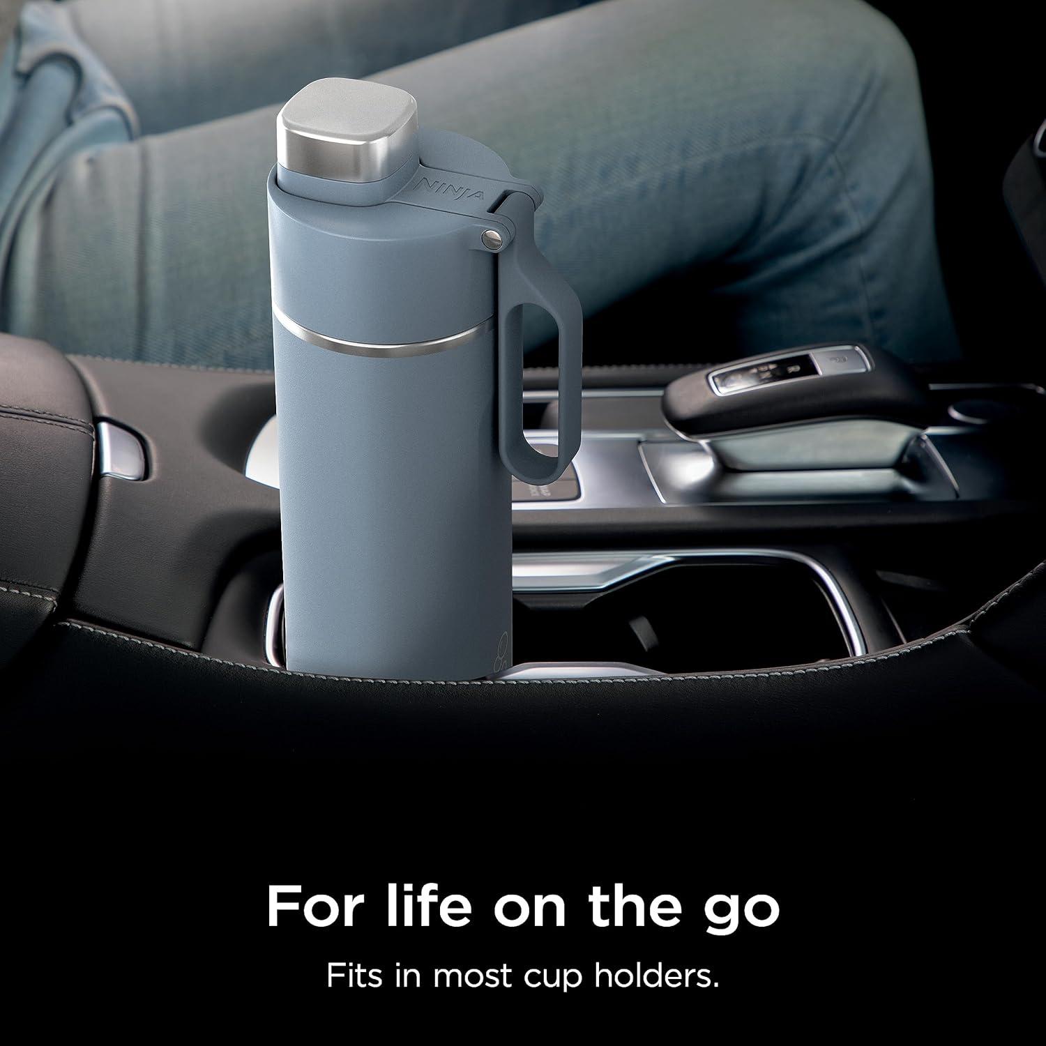 imageNinja DW2401GY Thirsti 24oz Travel Water Bottle For Carbonated Sparkling Drinks Colder and Fizzier Longer Leak Proof 24 Hrs Cold Dishwasher Safe Stainless Steel Insulated Tumbler Charcoal GrayBlue
