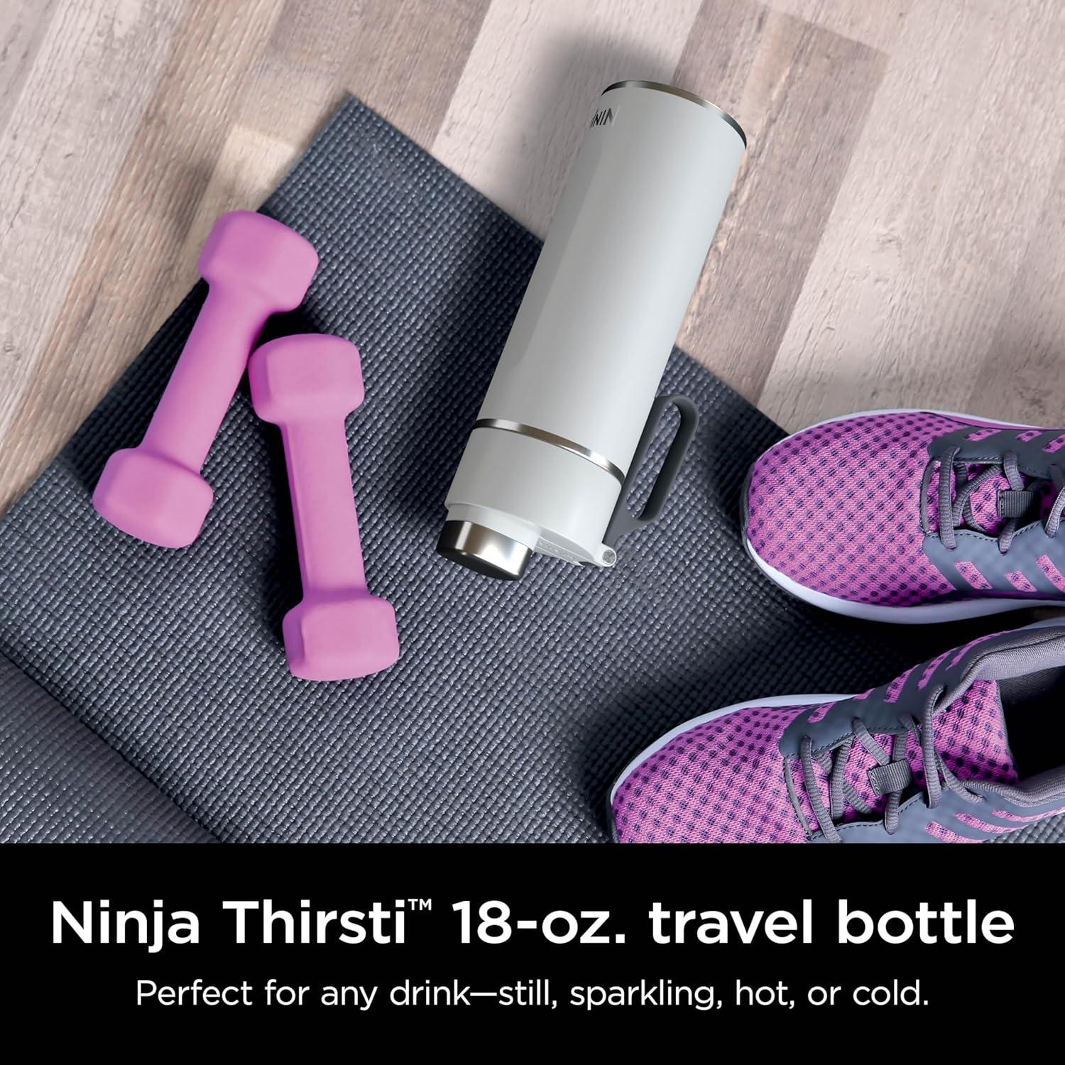 imageNinja DW2401GY Thirsti 24oz Travel Water Bottle For Carbonated Sparkling Drinks Colder and Fizzier Longer Leak Proof 24 Hrs Cold Dishwasher Safe Stainless Steel Insulated Tumbler Charcoal GrayWhite