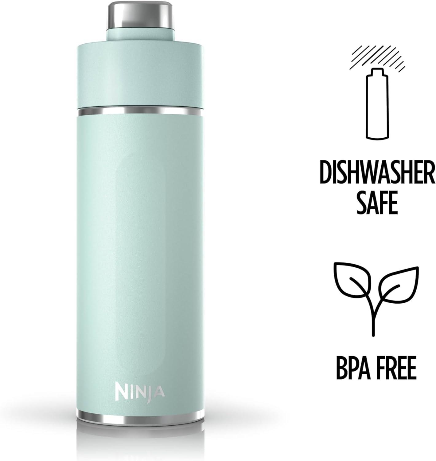 imageNinja DW2401GY Thirsti 24oz Travel Water Bottle For Carbonated Sparkling Drinks Colder and Fizzier Longer Leak Proof 24 Hrs Cold Dishwasher Safe Stainless Steel Insulated Tumbler Charcoal GrayMint