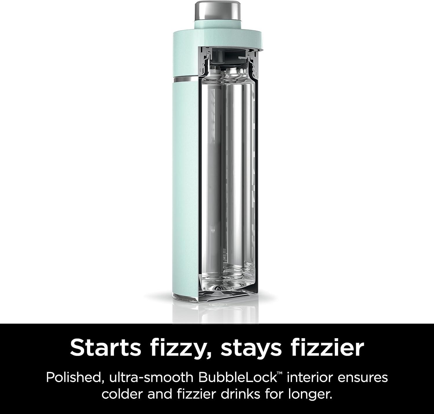 imageNinja DW2401GY Thirsti 24oz Travel Water Bottle For Carbonated Sparkling Drinks Colder and Fizzier Longer Leak Proof 24 Hrs Cold Dishwasher Safe Stainless Steel Insulated Tumbler Charcoal GrayMint