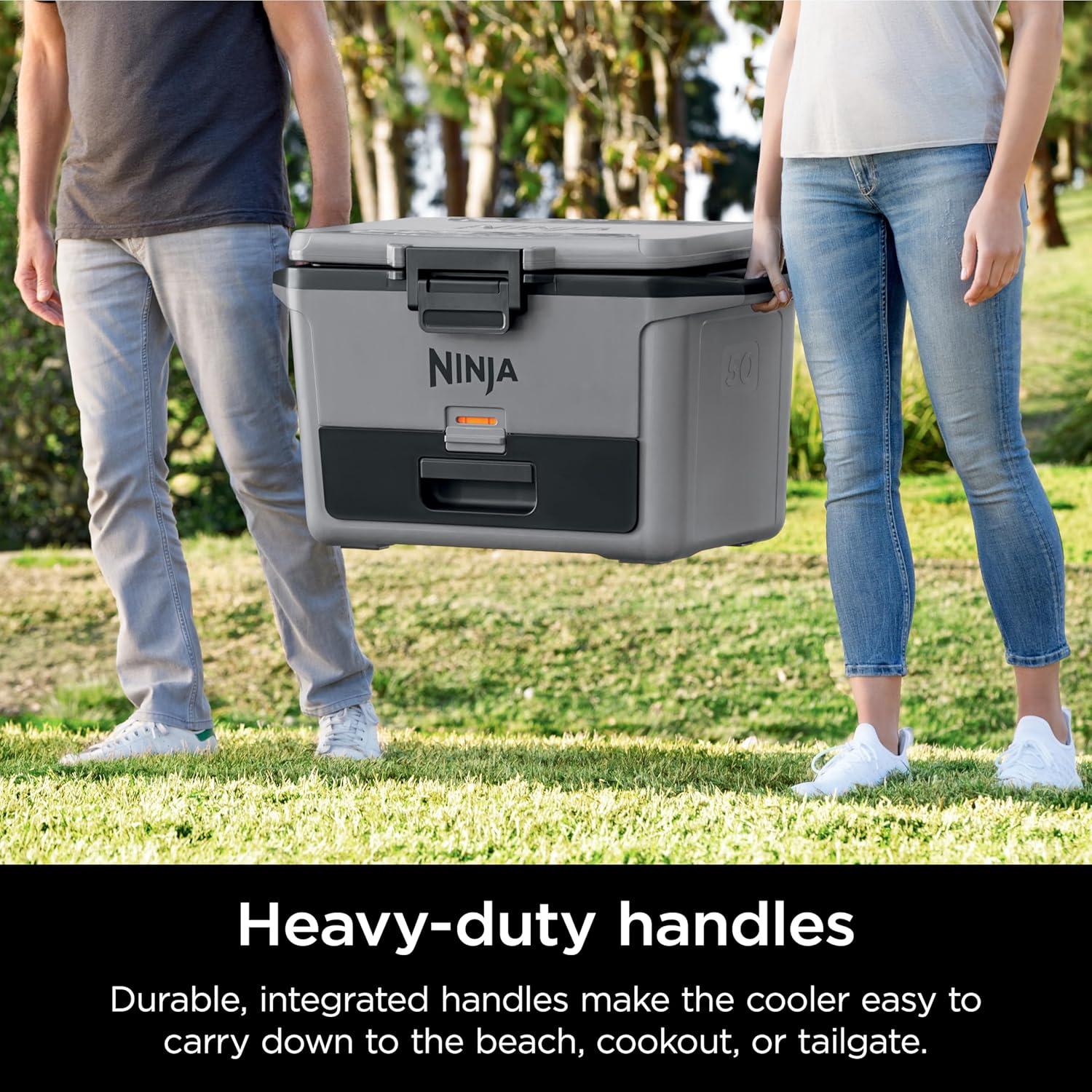 imageNinja FB151GY FrostVault 50qt Hard Cooler with Dry Zone Integrated FridgeTemp Dry Storage Drawer Premium HeavyDuty Insulated Cooler Keeps Ice for Days Slate Gray