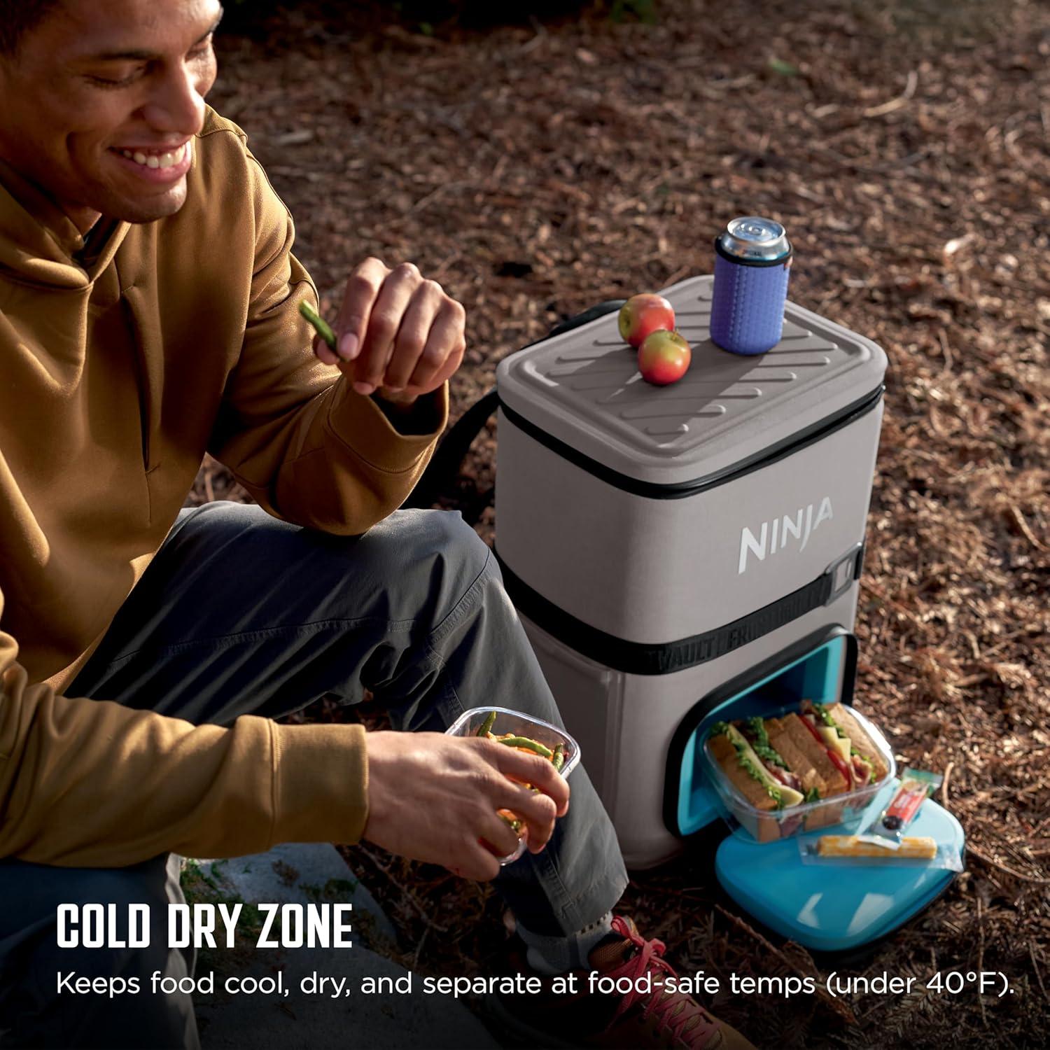 imageNinja FrostVault Go Can Soft Cooler 2436 Can Leak Proof BuiltIn Cup Holder 2 Ice Packs amp Dry Storage Drawer Polyester Insulation Hiking Camping PicnicBeige