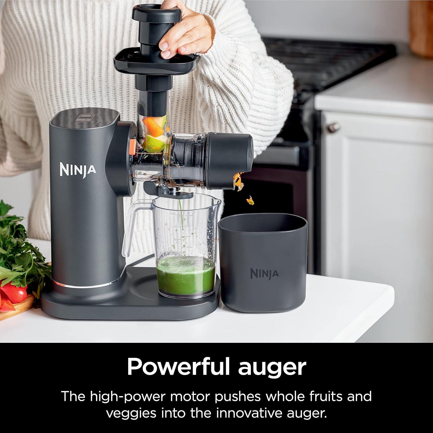 imageNinja NeverClog Cold Press Juicer Powerful Slow Juicer with Total Pulp Control Countertop Electric 2 Pulp Functions Dishwasher Safe 2nd Generation BlueNavy JC151NVCharcoal