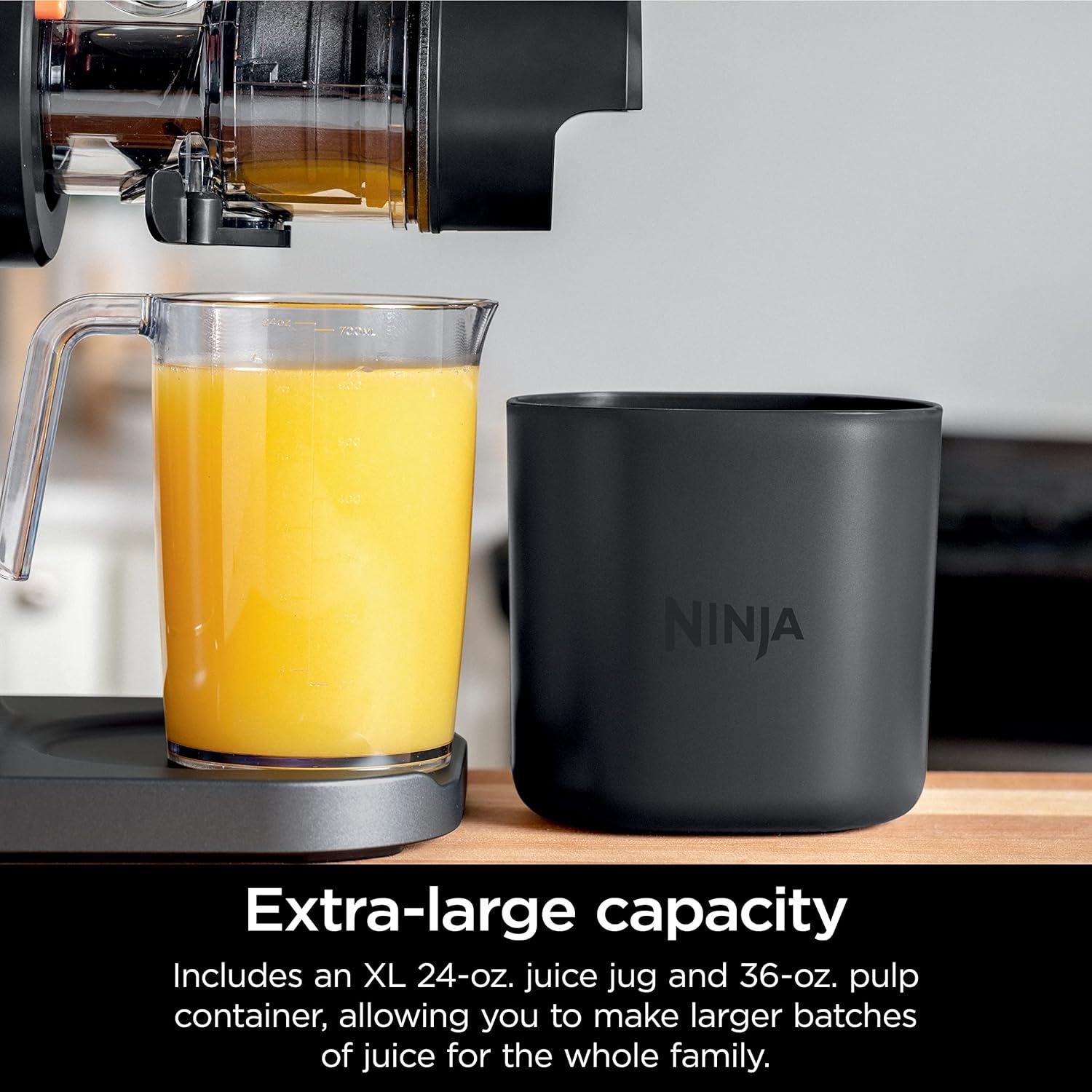 imageNinja NeverClog Cold Press Juicer Powerful Slow Juicer with Total Pulp Control Countertop Electric 2 Pulp Functions Dishwasher Safe 2nd Generation BlueNavy JC151NVCharcoal