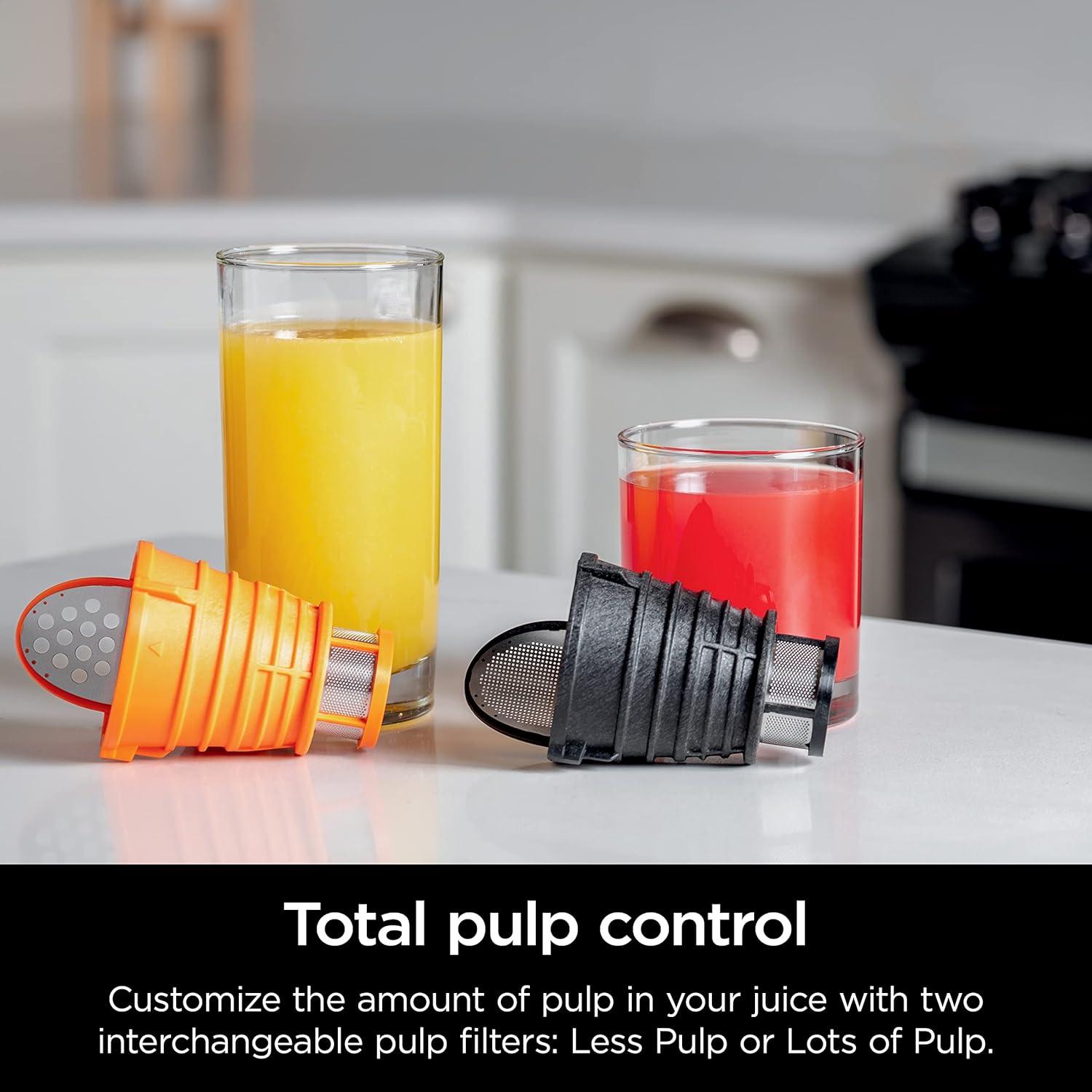 imageNinja NeverClog Cold Press Juicer Powerful Slow Juicer with Total Pulp Control Countertop Electric 2 Pulp Functions Dishwasher Safe 2nd Generation BlueNavy JC151NVCharcoal