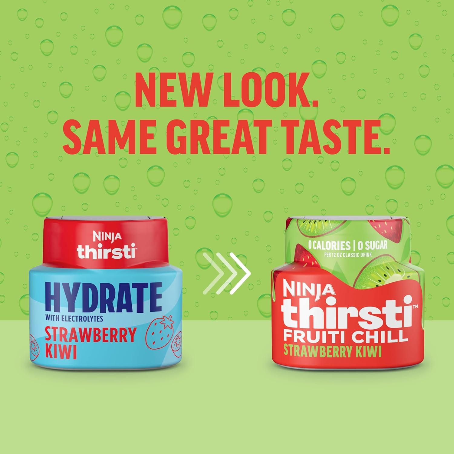 imageNinja Thirsti Flavored Water Drops FRUITI CHILL Lemonade Bold Fruit Flavor Sparkling or Still Zero Calories Zero Sugar Makes 17 12oz drinks 3 Pack WCFLMNDAMStrawberry Kiwi