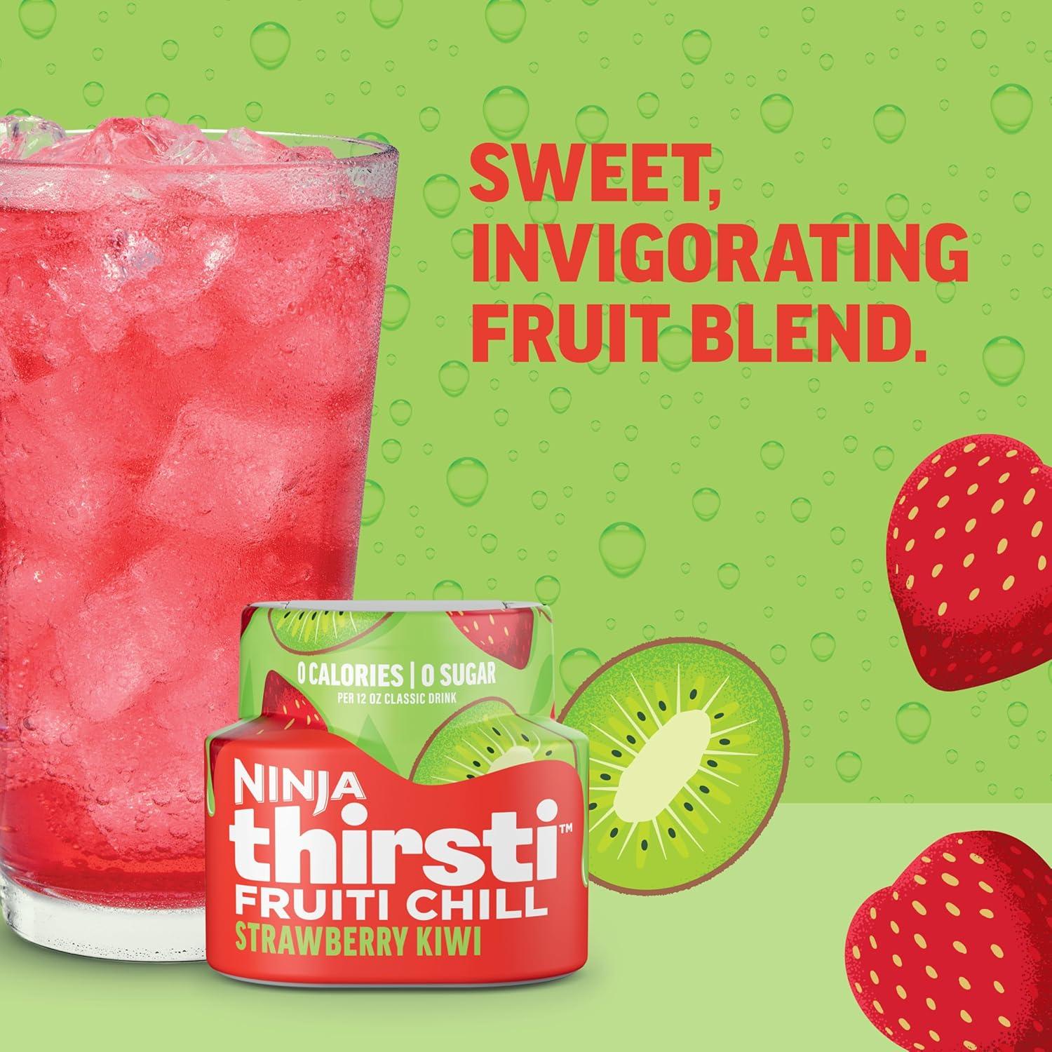imageNinja Thirsti Flavored Water Drops FRUITI CHILL Lemonade Bold Fruit Flavor Sparkling or Still Zero Calories Zero Sugar Makes 17 12oz drinks 3 Pack WCFLMNDAMStrawberry Kiwi