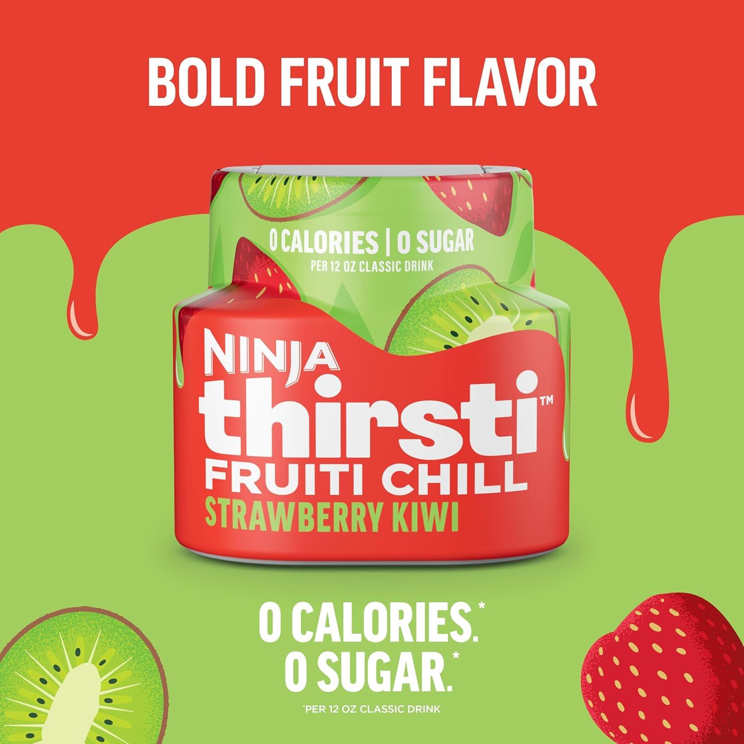 imageNinja Thirsti Flavored Water Drops FRUITI CHILL Lemonade Bold Fruit Flavor Sparkling or Still Zero Calories Zero Sugar Makes 17 12oz drinks 3 Pack WCFLMNDAMStrawberry Kiwi