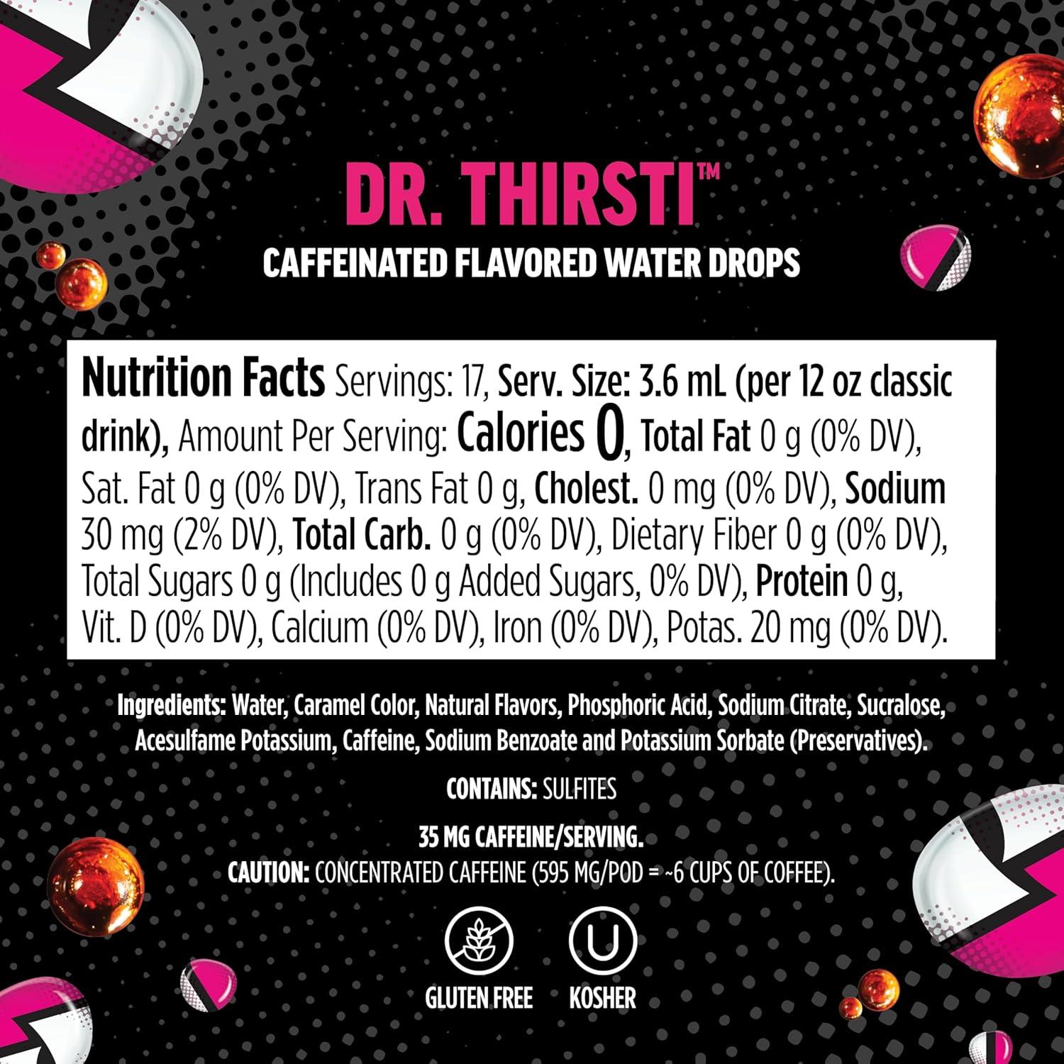 imageNinja Thirsti Flavored Water Drops ZERO SODA Dr Thirsti Classic Soda Flavors Sparkling or Still Zero Calories Zero Sugar Makes 17 12oz drinks 3 Pack WCFDRPPAM207 Fl Oz Pack of 3
