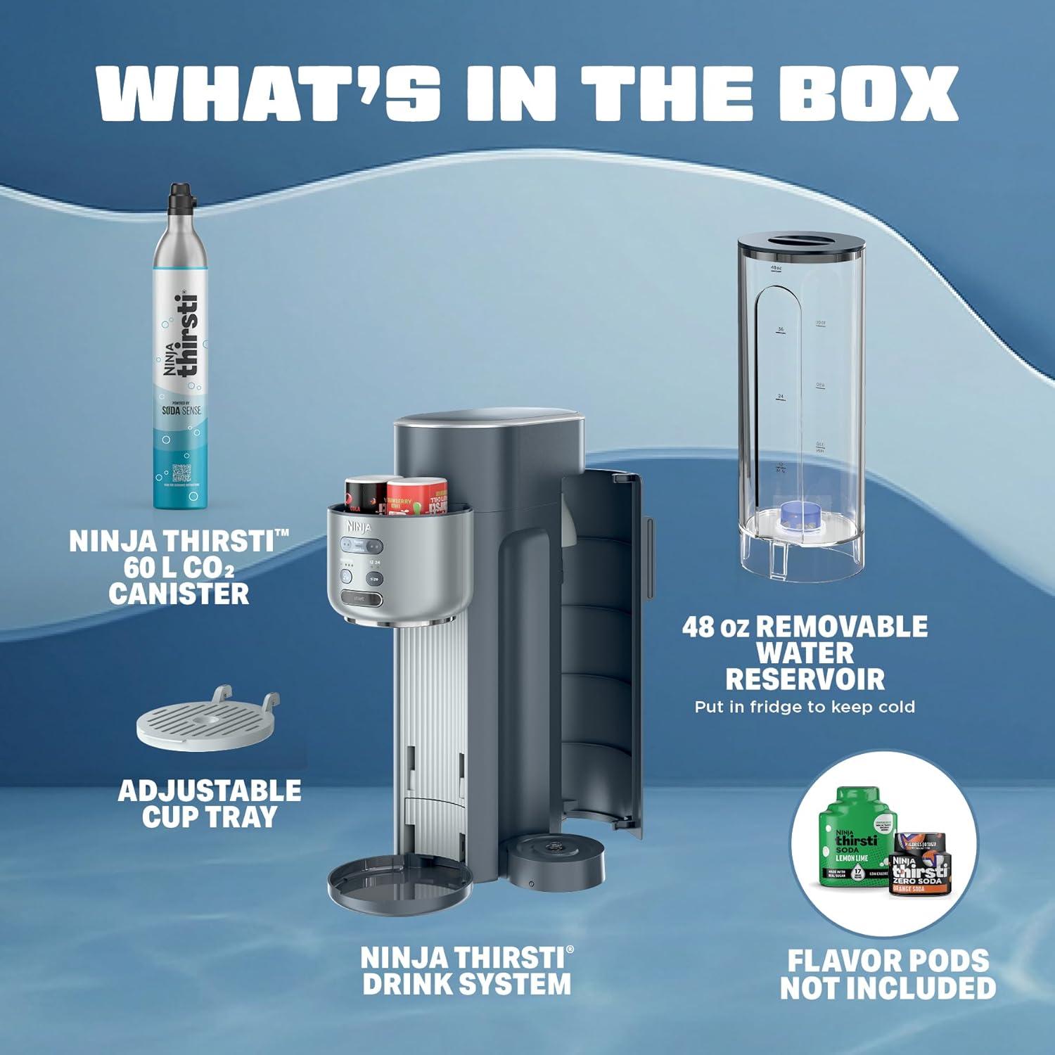 imageNinja Thirsti Ultimate Drink System Still or Sparkling Soda Maker Create fountainfresh drinks with 20 zero or lowcalorie flavors Customize your fizz and flavor Pink WC3001PK1Cyberspace