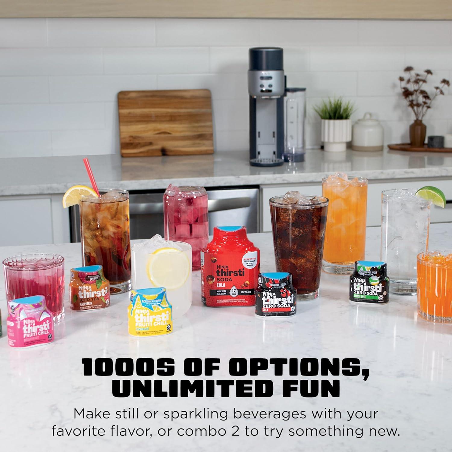 imageNinja Thirsti Ultimate Drink System Still or Sparkling Soda Maker Create fountainfresh drinks with 20 zero or lowcalorie flavors Customize your fizz and flavor Pink WC3001PK1Cyberspace