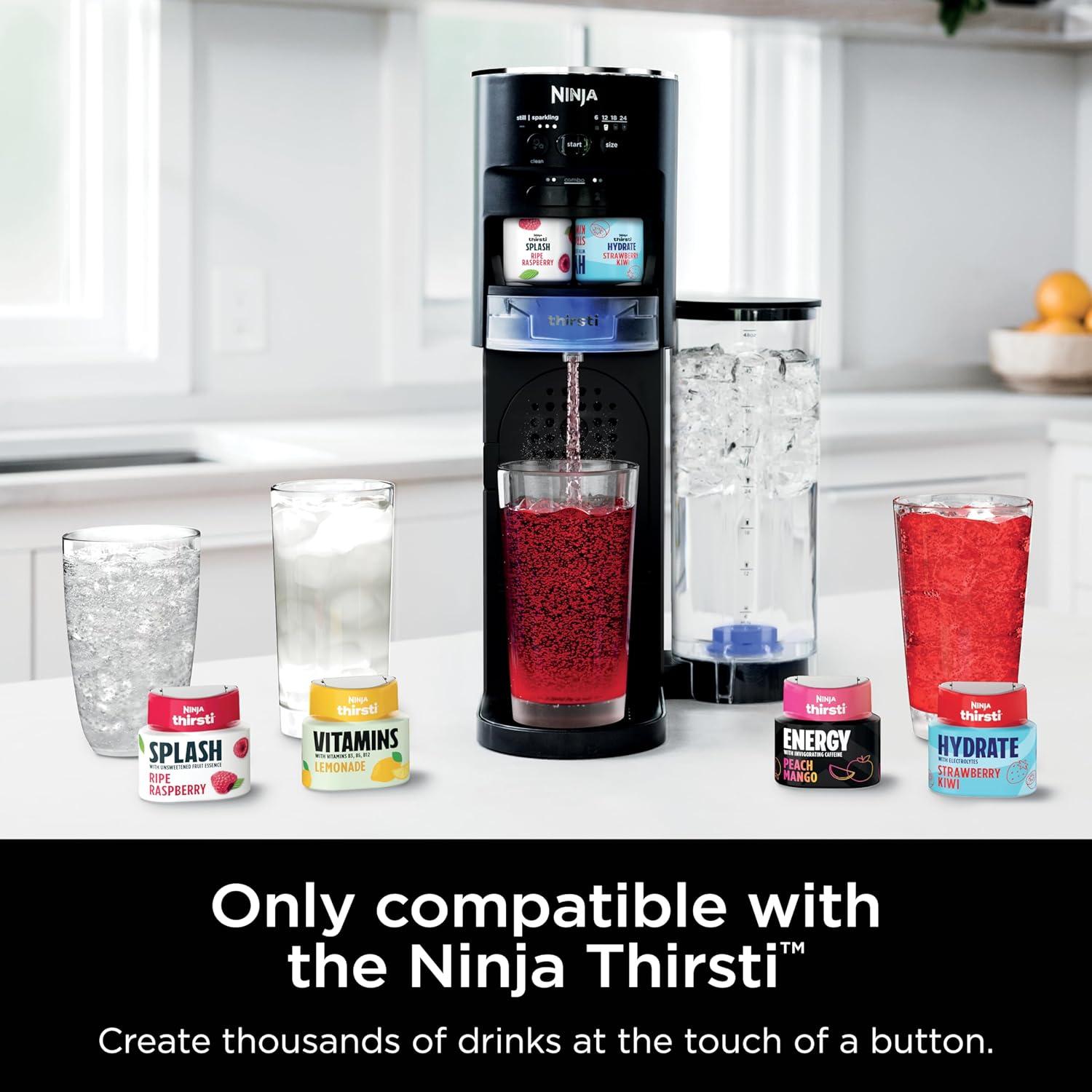 imageNinja WCX01WR Thirsti 48oz Removable Water Reservoir Black Only Compatible with the Ninja Thirsti Drink System WC1001 Clear