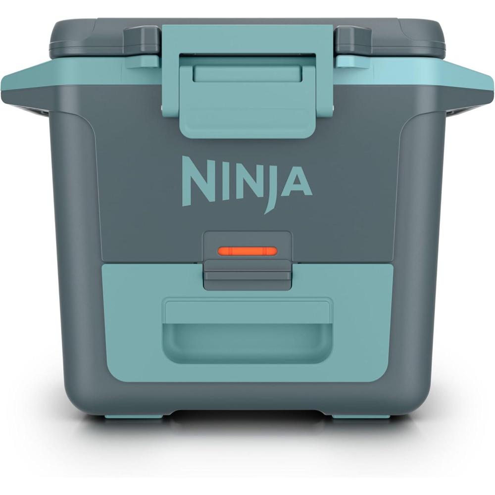 imageNinja FB151BL FrostVault 50qt Hard Cooler with Dry Zone Integrated FridgeTemp Dry Storage Drawer Premium HeavyDuty Insulated Cooler Keeps Ice for Days Lakeshore BlueHalocline Green