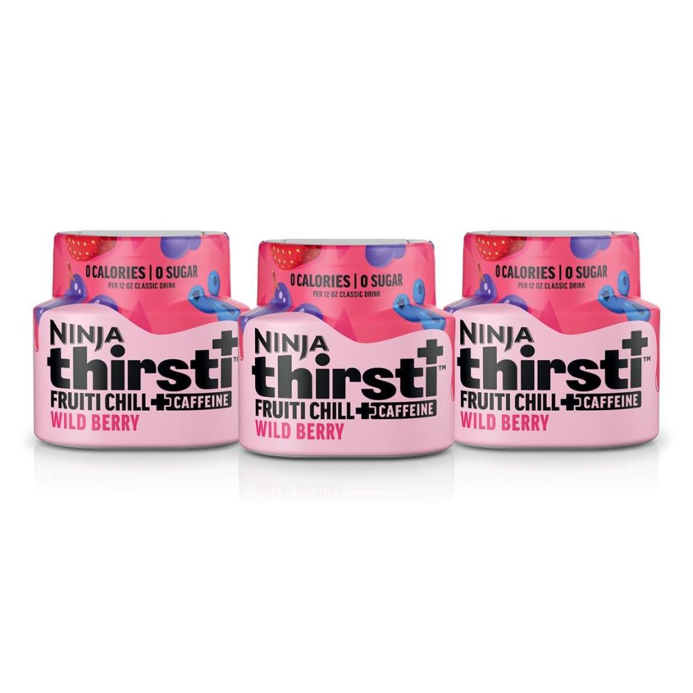imageNinja Thirsti Flavored Water Drops FRUITI CHILL Peach Mango Bold Fruit Flavor with CaffeineSparkling or Still Zero Calories Zero Sugar Makes 17 12oz drinks 3 Pack WCFPCMGAMWild Berry