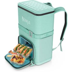 Ninja FrostVault Go Can Soft Cooler, 24/36 Can, Leak Proof, Built-In Cup Holder, 2 Ice Packs & Dry Storage Drawer, Polyester Insulation, Hiking, Camping, Picnic(Aqua)