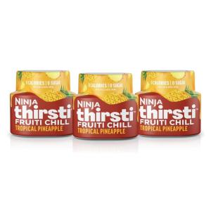 Ninja Thirsti Flavored Water Drops, FRUITI CHILL Lemonade, Bold Fruit Flavor, Sparkling or Still, Zero Calories, Zero Sugar, Makes 17, 12oz drinks, 3 Pack, WCFLMNDAM(Tropical Pineapple)