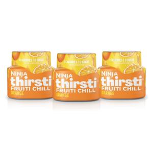 Ninja Thirsti Flavored Water Drops, FRUITI CHILL Lemonade, Bold Fruit Flavor, Sparkling or Still, Zero Calories, Zero Sugar, Makes 17, 12oz drinks, 3 Pack, WCFLMNDAM(Orange)