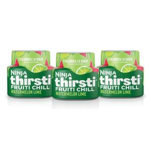 Ninja Thirsti Flavored Water Drops, FRUITI CHILL Lemonade, Bold Fruit Flavor, Sparkling or Still, Zero Calories, Zero Sugar, Makes 17, 12oz drinks, 3 Pack, WCFLMNDAM(Watermelon Lime)