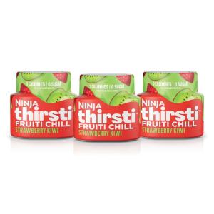 Ninja Thirsti Flavored Water Drops, FRUITI CHILL Lemonade, Bold Fruit Flavor, Sparkling or Still, Zero Calories, Zero Sugar, Makes 17, 12oz drinks, 3 Pack, WCFLMNDAM(Strawberry Kiwi)