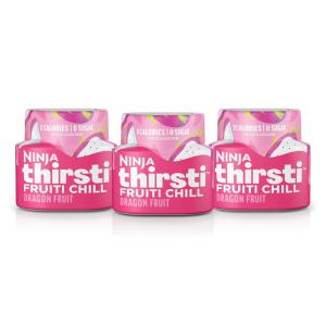 Ninja Thirsti Flavored Water Drops, FRUITI CHILL Lemonade, Bold Fruit Flavor, Sparkling or Still, Zero Calories, Zero Sugar, Makes 17, 12oz drinks, 3 Pack, WCFLMNDAM(Dragon Fruit)