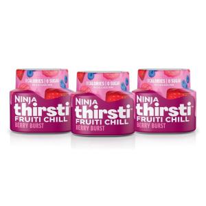 Ninja Thirsti Flavored Water Drops, FRUITI CHILL Lemonade, Bold Fruit Flavor, Sparkling or Still, Zero Calories, Zero Sugar, Makes 17, 12oz drinks, 3 Pack, WCFLMNDAM(Berry Burst)