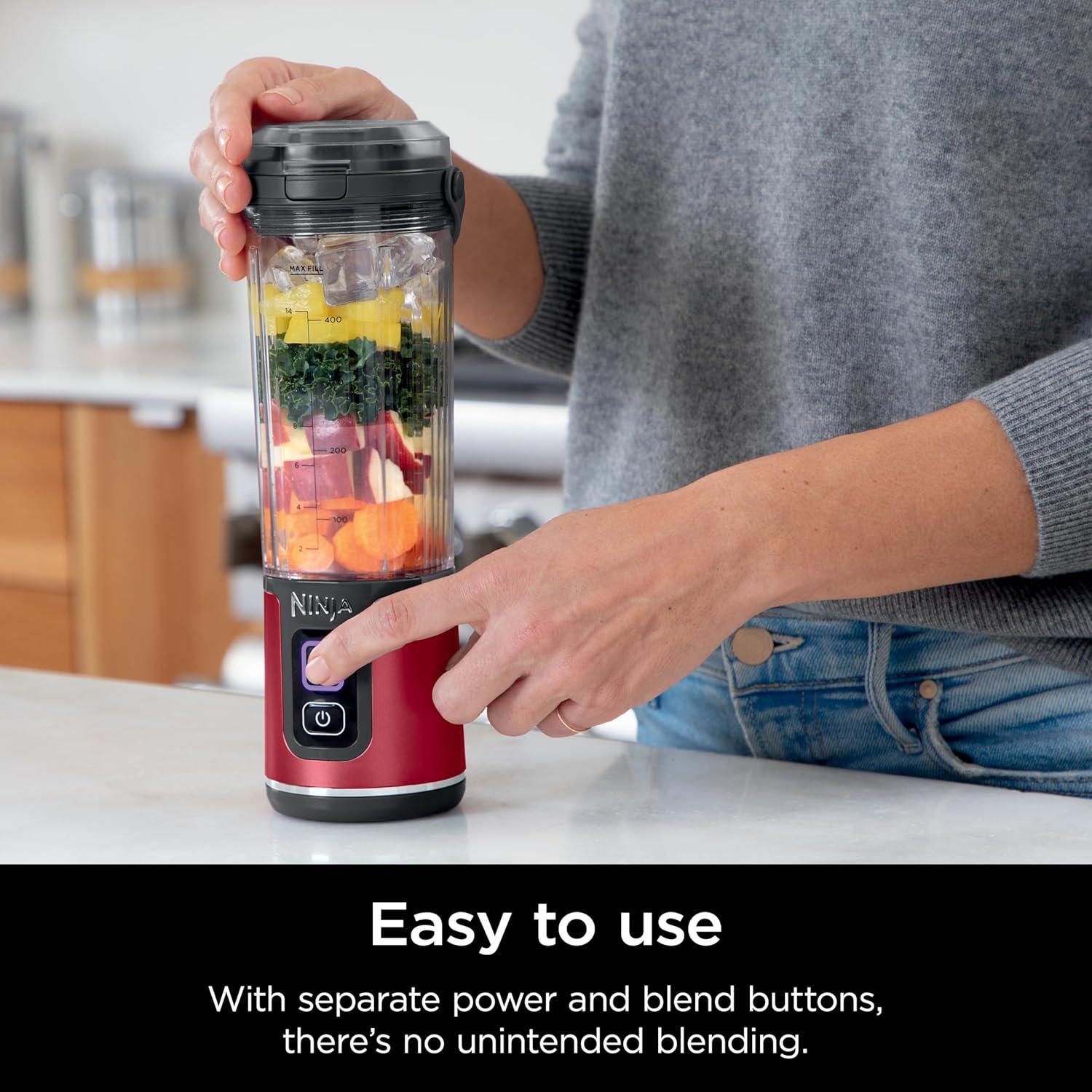 imageNinja Blast Portable Blender amp Accessories Cordless 18oz Vessel Personal Blender for Shakes amp Smoothies Leakproof Lid amp Sip Spout USBC Cord Dishwasher Safe Parts BPA Free Grey CL155AGYBlender 2 Vessels Red