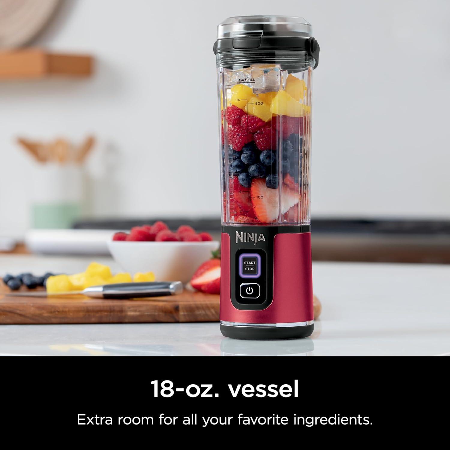 imageNinja Blast Portable Blender amp Accessories Cordless 18oz Vessel Personal Blender for Shakes amp Smoothies Leakproof Lid amp Sip Spout USBC Cord Dishwasher Safe Parts BPA Free Grey CL155AGYBlender 2 Vessels Red