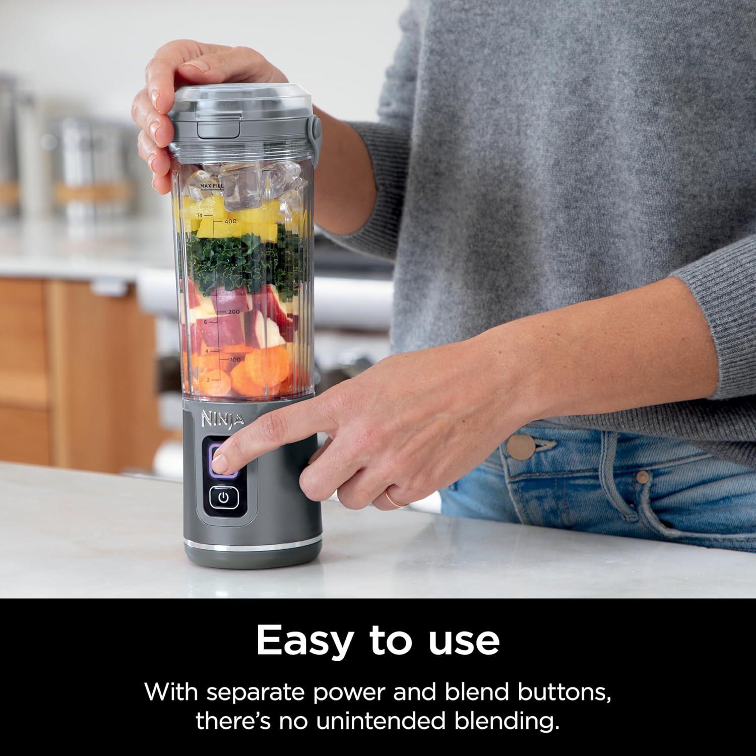 imageNinja Blast Portable Blender amp Accessories Cordless 18oz Vessel Personal Blender for Shakes amp Smoothies Leakproof Lid amp Sip Spout USBC Cord Dishwasher Safe Parts BPA Free Grey CL155AGYBlender 2 Vessels Grey