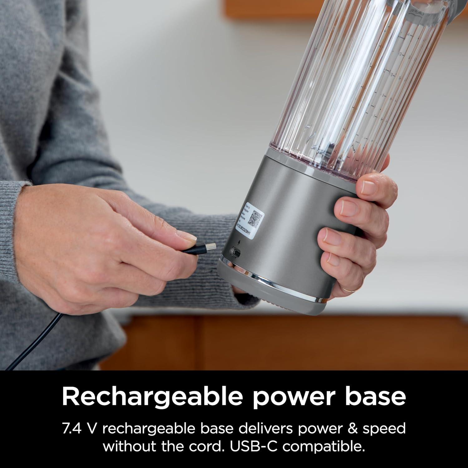 imageNinja Blast Portable Blender amp Accessories Cordless 18oz Vessel Personal Blender for Shakes amp Smoothies Leakproof Lid amp Sip Spout USBC Cord Dishwasher Safe Parts BPA Free Grey CL155AGYBlender 2 Vessels Grey