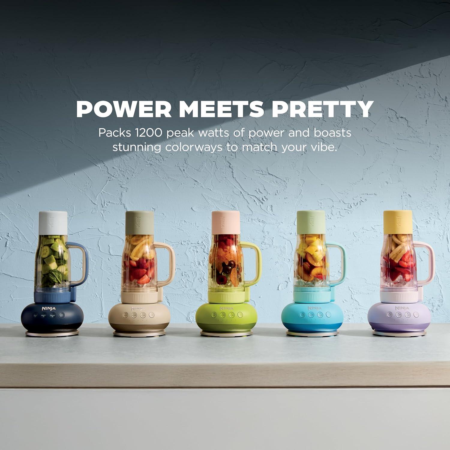 imageNinja BlendBOSS Personal Smoothie Blender and Tumbler 26oz Travel Tumbler wLeakproof Lid amp Intergrated Chug Spout AutoIQ Technololgy 1200 Peak Watt Blue Rasberry DB301BLBRN NEWWatermelon Bubblegum