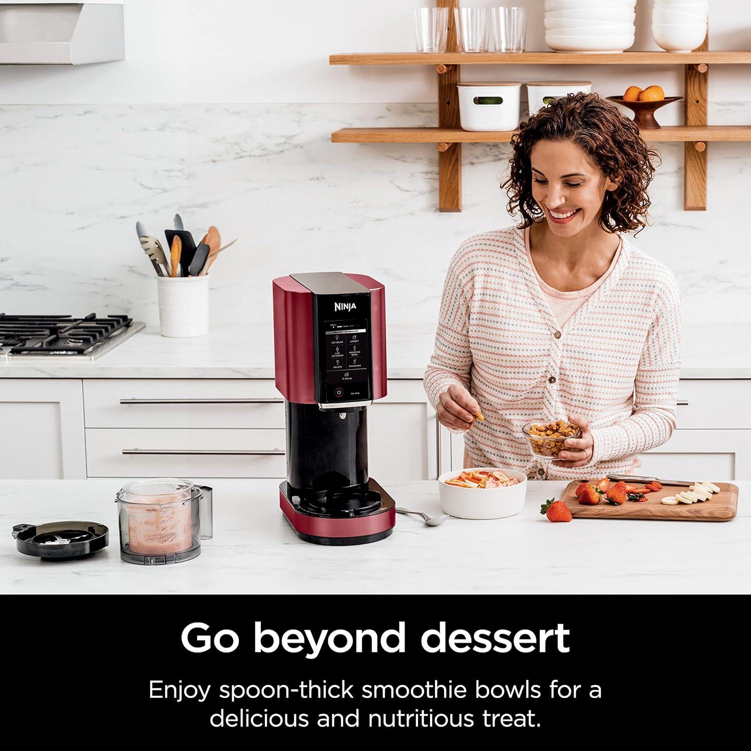 imageNinja NC301 CREAMi Ice Cream Maker for Gelato Mixins Milkshakes Sorbet Smoothie Bowls amp More 7 OneTouch Programs with 2 Pint Containers amp Lids Compact Size Perfect for Kids BlueRed