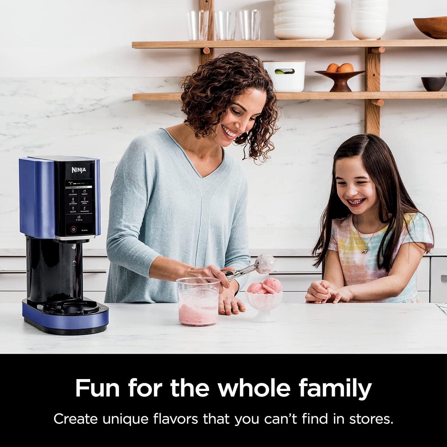 imageNinja NC301 CREAMi Ice Cream Maker for Gelato Mixins Milkshakes Sorbet Smoothie Bowls amp More 7 OneTouch Programs with 2 Pint Containers amp Lids Compact Size Perfect for Kids BlueBlue