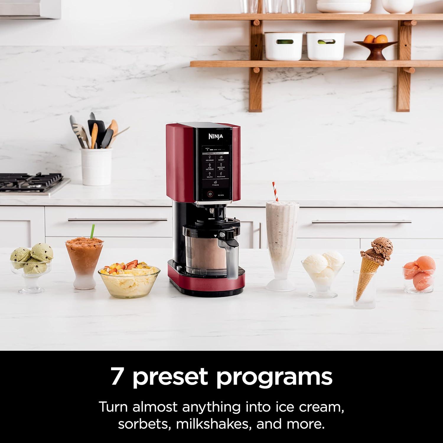 imageNinja NC301 CREAMi Ice Cream Maker for Gelato Mixins Milkshakes Sorbet Smoothie Bowls amp More 7 OneTouch Programs with 2 Pint Containers amp Lids Compact Size Perfect for Kids BlueRed