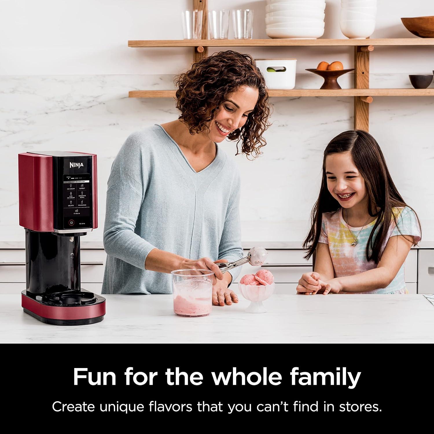 imageNinja NC301 CREAMi Ice Cream Maker for Gelato Mixins Milkshakes Sorbet Smoothie Bowls amp More 7 OneTouch Programs with 2 Pint Containers amp Lids Compact Size Perfect for Kids BlueRed