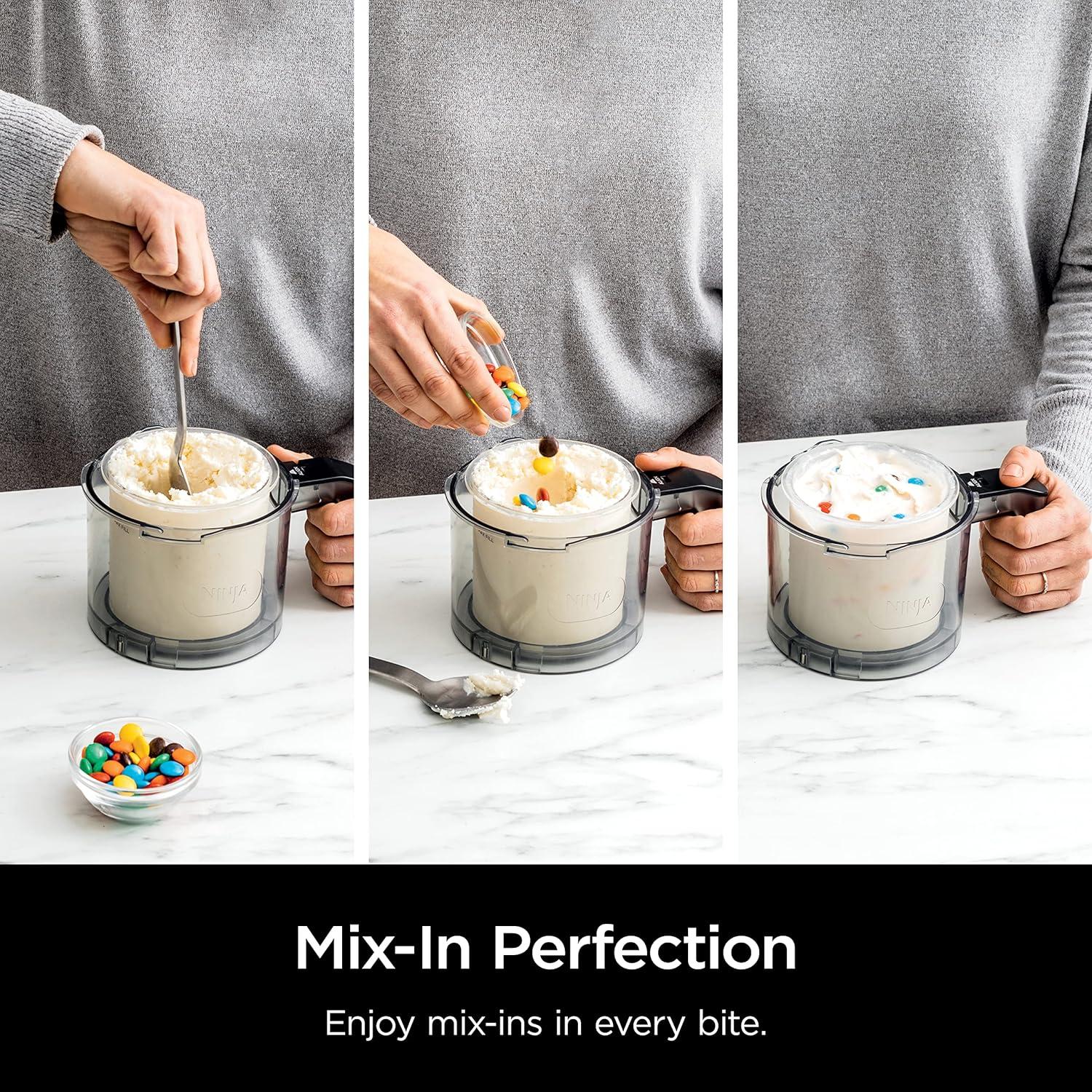 imageNinja NC301 CREAMi Ice Cream Maker for Gelato Mixins Milkshakes Sorbet Smoothie Bowls amp More 7 OneTouch Programs with 2 Pint Containers amp Lids Compact Size Perfect for Kids BlueWhite