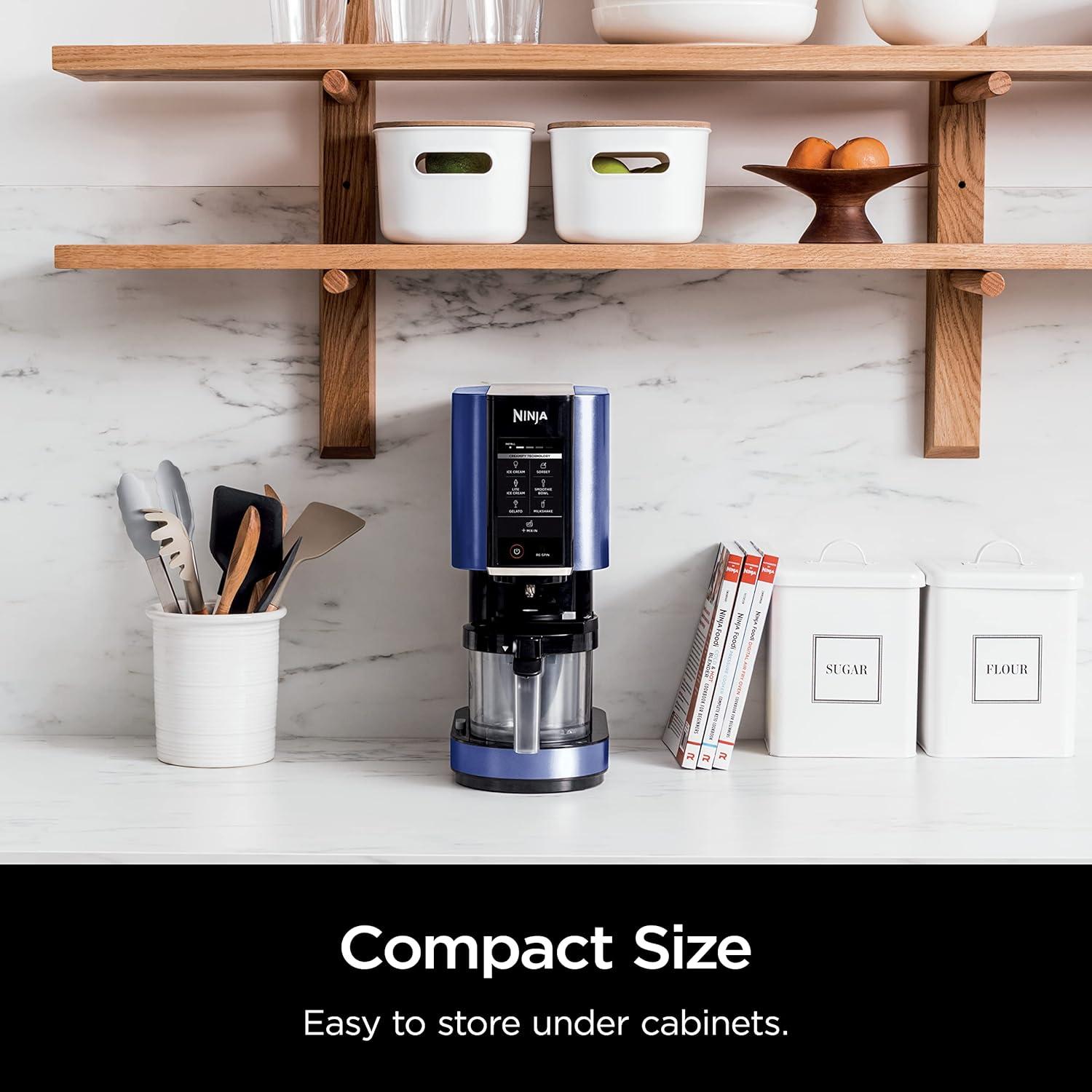 imageNinja NC301 CREAMi Ice Cream Maker for Gelato Mixins Milkshakes Sorbet Smoothie Bowls amp More 7 OneTouch Programs with 2 Pint Containers amp Lids Compact Size Perfect for Kids BlueBlue