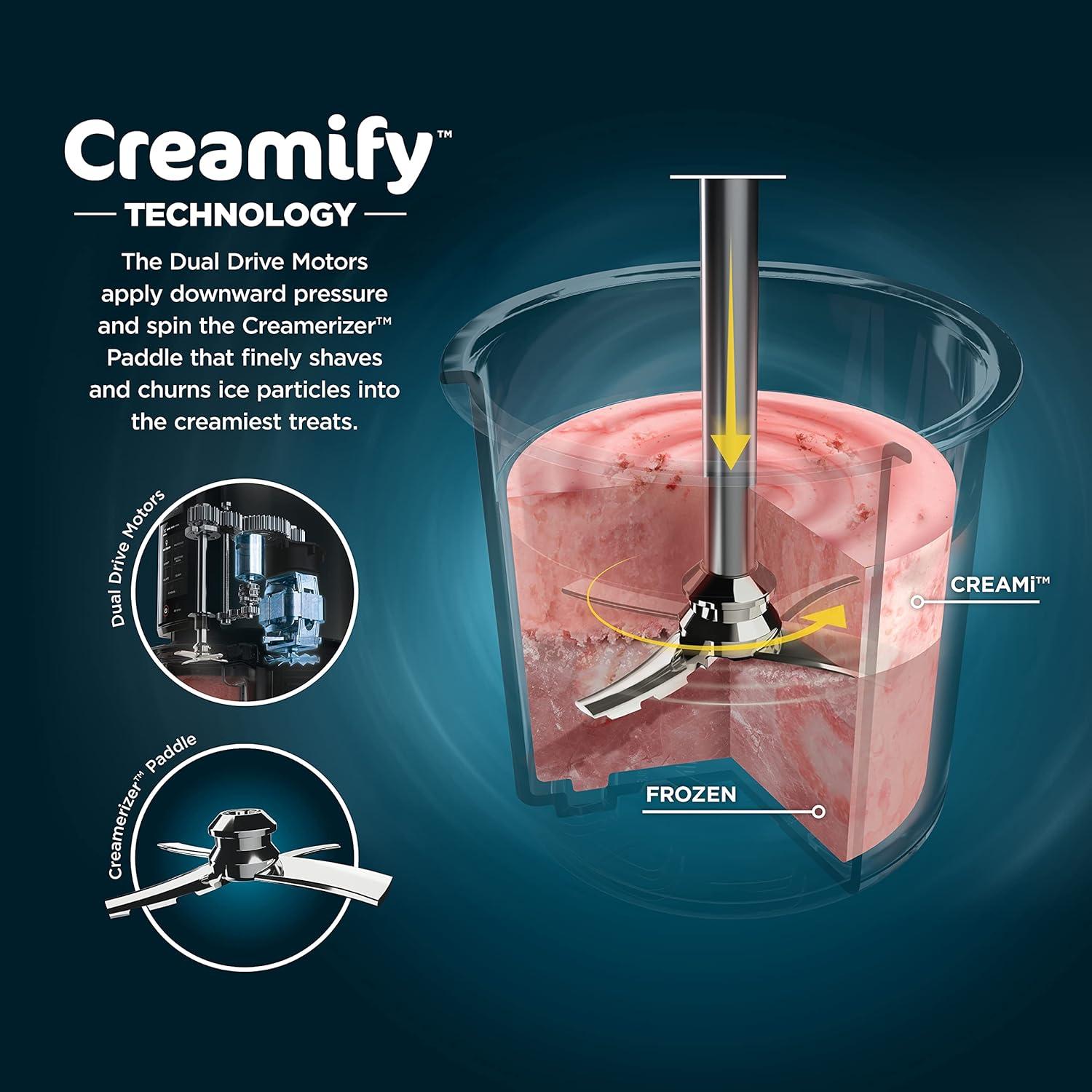 imageNinja NC301 CREAMi Ice Cream Maker for Gelato Mixins Milkshakes Sorbet Smoothie Bowls amp More 7 OneTouch Programs with 2 Pint Containers amp Lids Compact Size Perfect for Kids BlueWhite