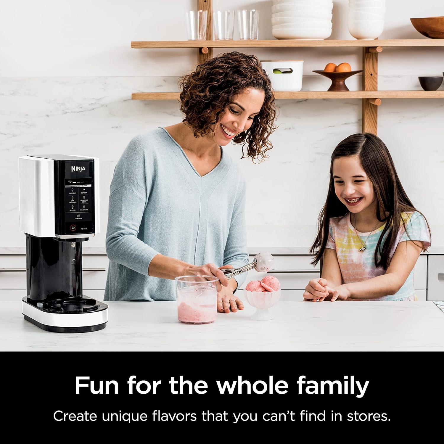 imageNinja NC301 CREAMi Ice Cream Maker for Gelato Mixins Milkshakes Sorbet Smoothie Bowls amp More 7 OneTouch Programs with 2 Pint Containers amp Lids Compact Size Perfect for Kids BlueWhite