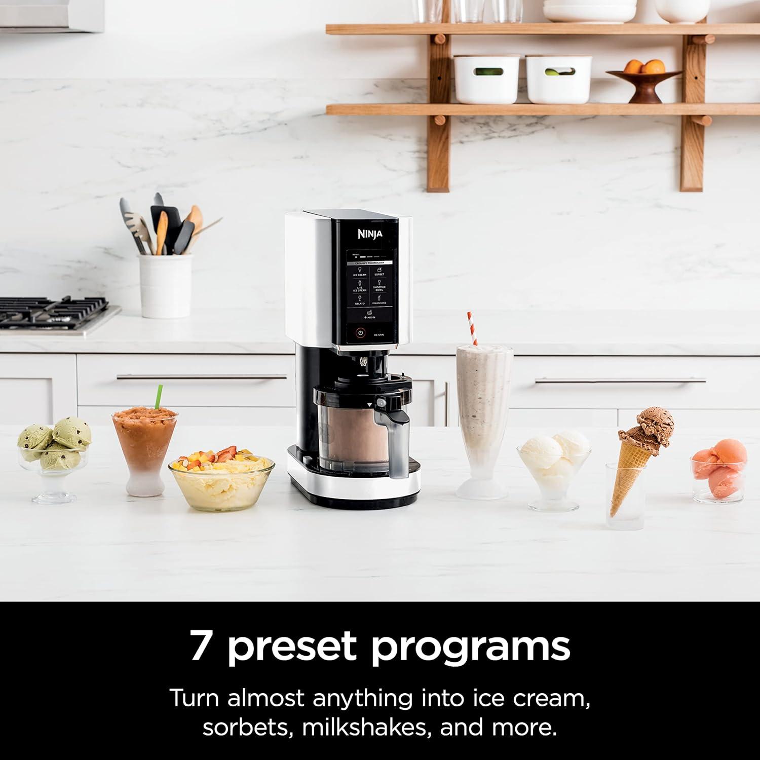 imageNinja NC301 CREAMi Ice Cream Maker for Gelato Mixins Milkshakes Sorbet Smoothie Bowls amp More 7 OneTouch Programs with 2 Pint Containers amp Lids Compact Size Perfect for Kids BlueWhite