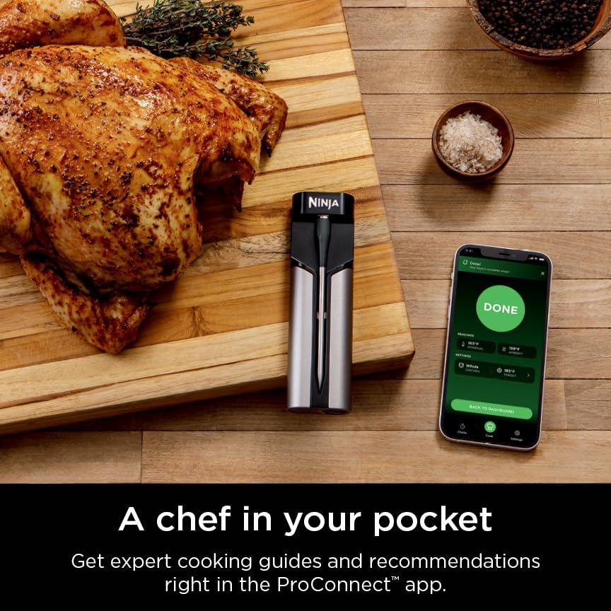 imageNinja ProChef Indoor amp Outdoor Wireless Meat Thermometer for Grill Oven Smoking Roasting Air Frying Flame Resistant Long Battery Life Bluetooth Waterproof WP100C Canadian Version
